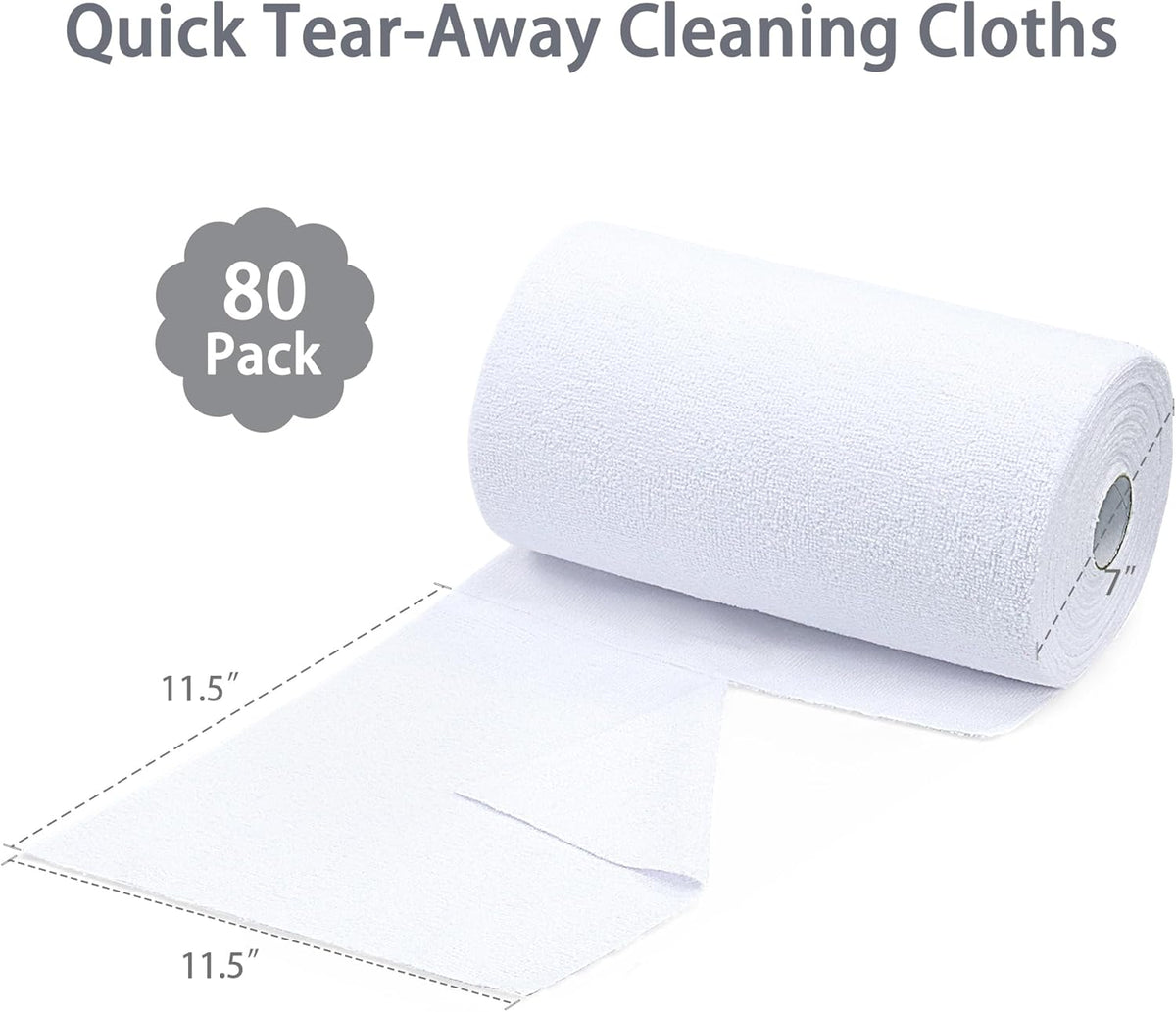 Greenfound Microfiber Cleaning Cloth Roll -80 Pack, 11.5x11.5, Tear Away Towels, Reusable and