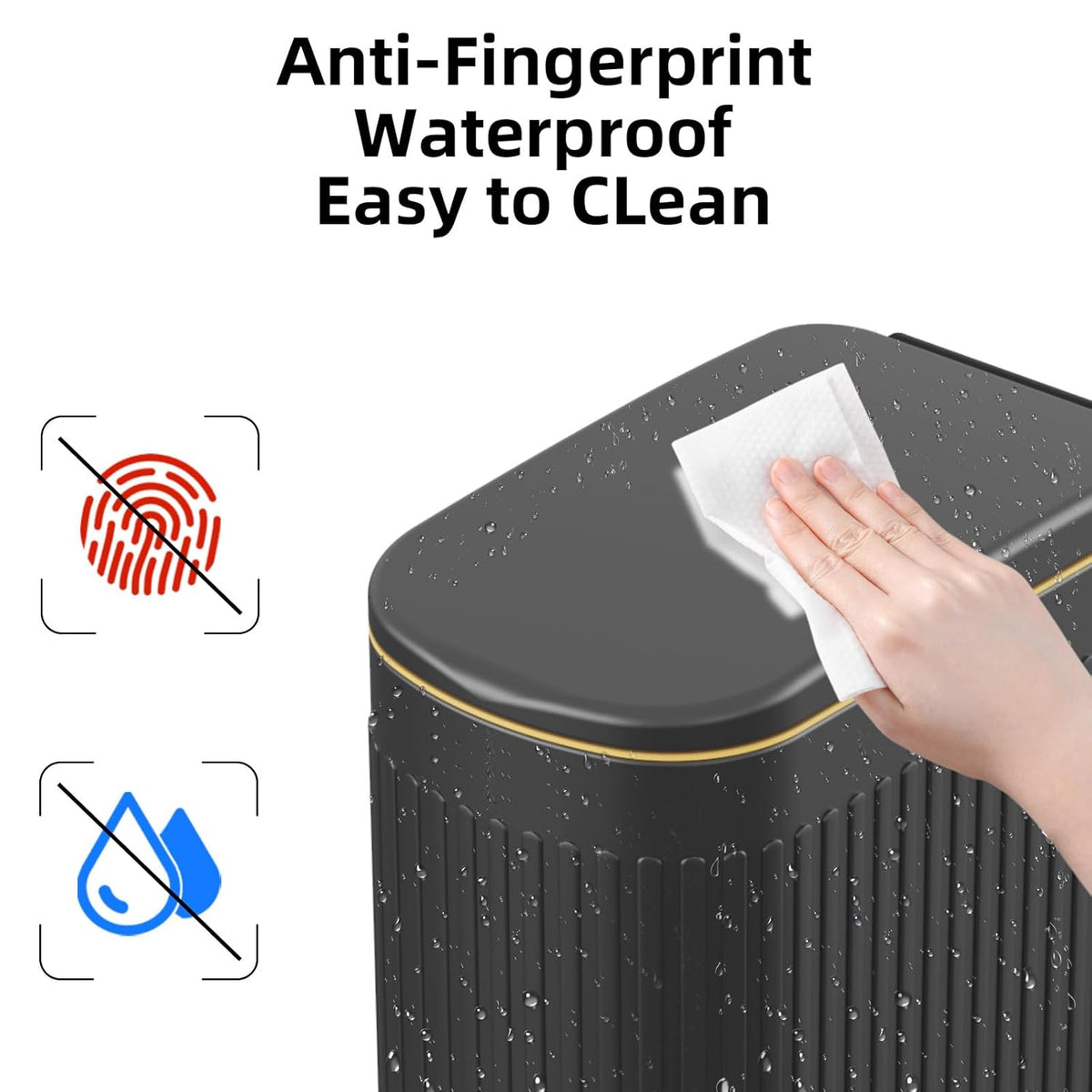 2.6 Gallon Slim Bathroom Trash Can with Soft Close Lid, 10L Stainless Steel Garbage Can with