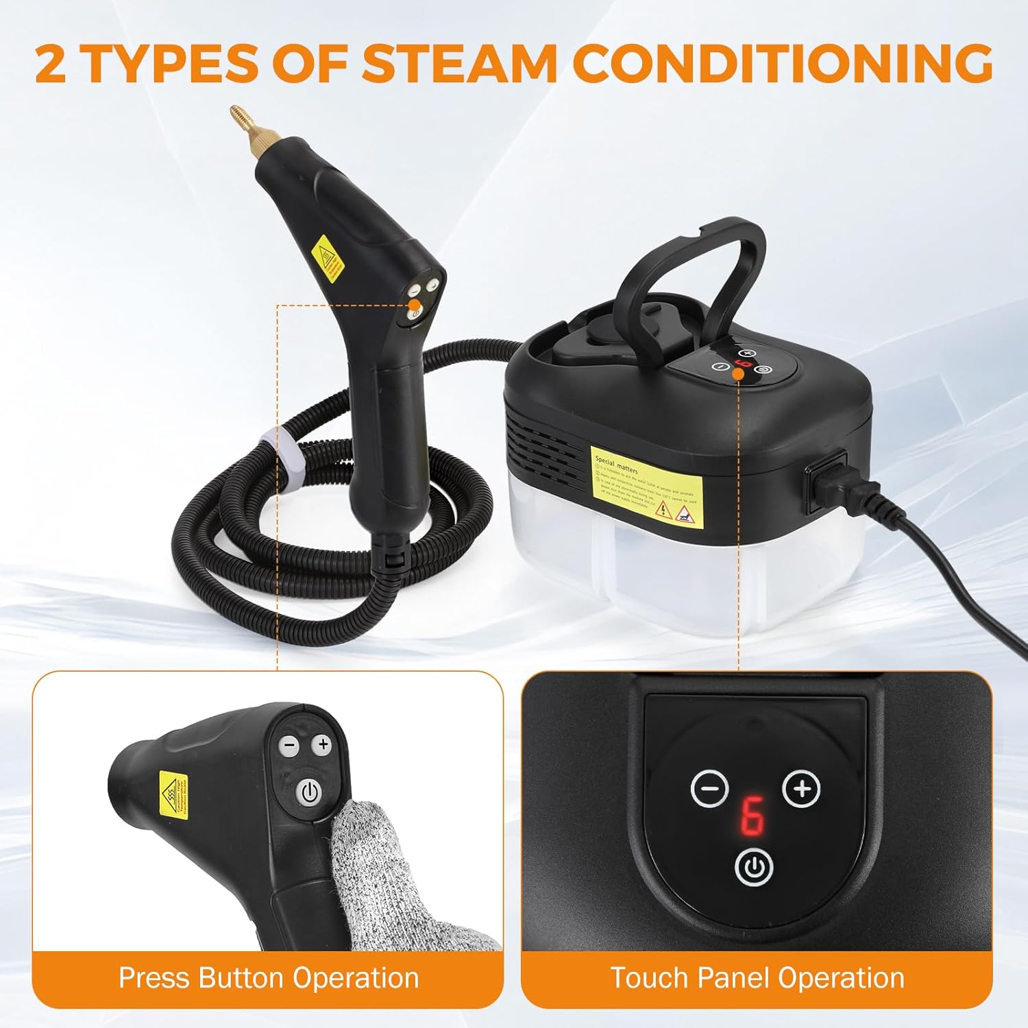 BEAMNOVA Steam Cleaner for Car Detailing 1.2L (41oz) Water Tank Portable Handheld Steamer for