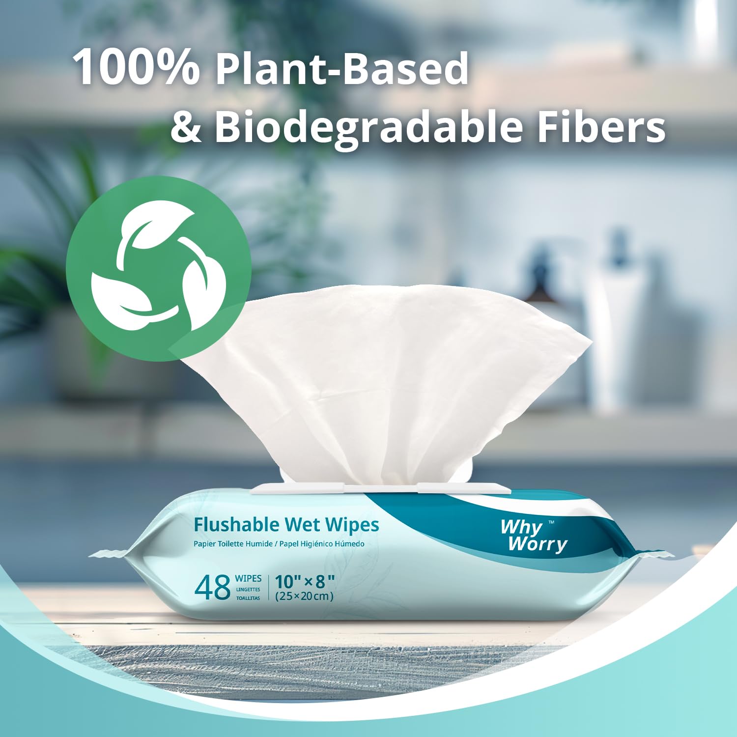 WhyWorry Flushable Wipes for Adults, Extra Large 8"x10" Butt Wipes for Toilet & Personal Cleansing