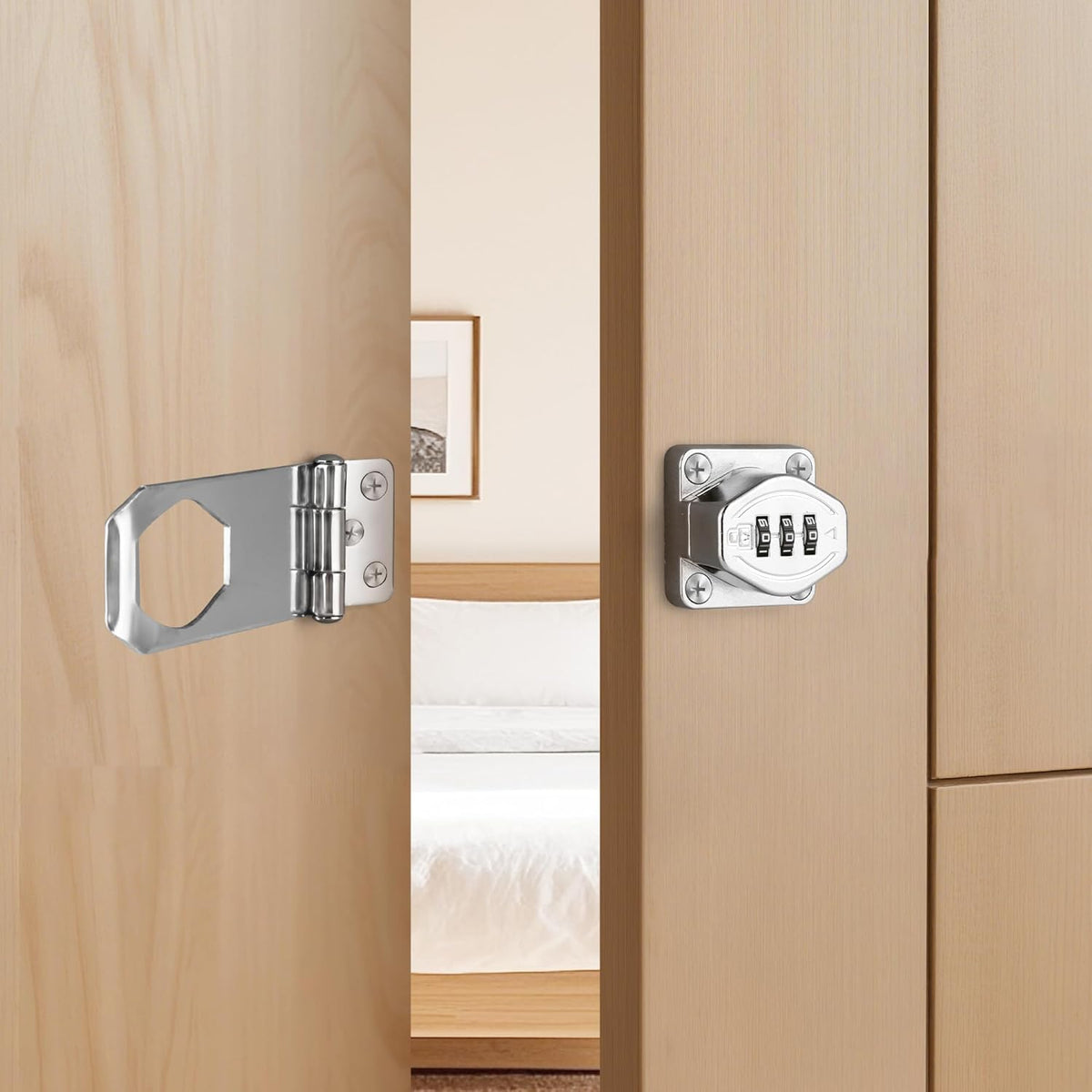 Cozy Tower 4 inch 180 Degrees Hasp Combination Lock for Cabinet, Combo Latch Lock for Cupboard