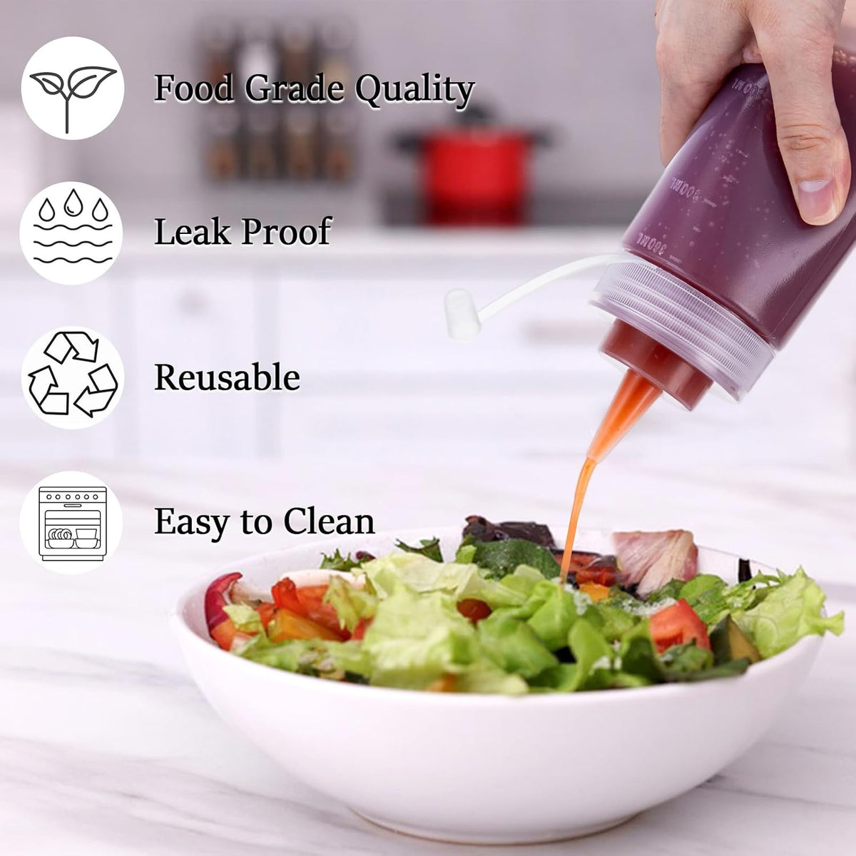 Condiment Squeeze Bottles Ketchup Dispenser, 6 Pack 12oz Squeeze Bottles for Liquids, Plastic Sauce