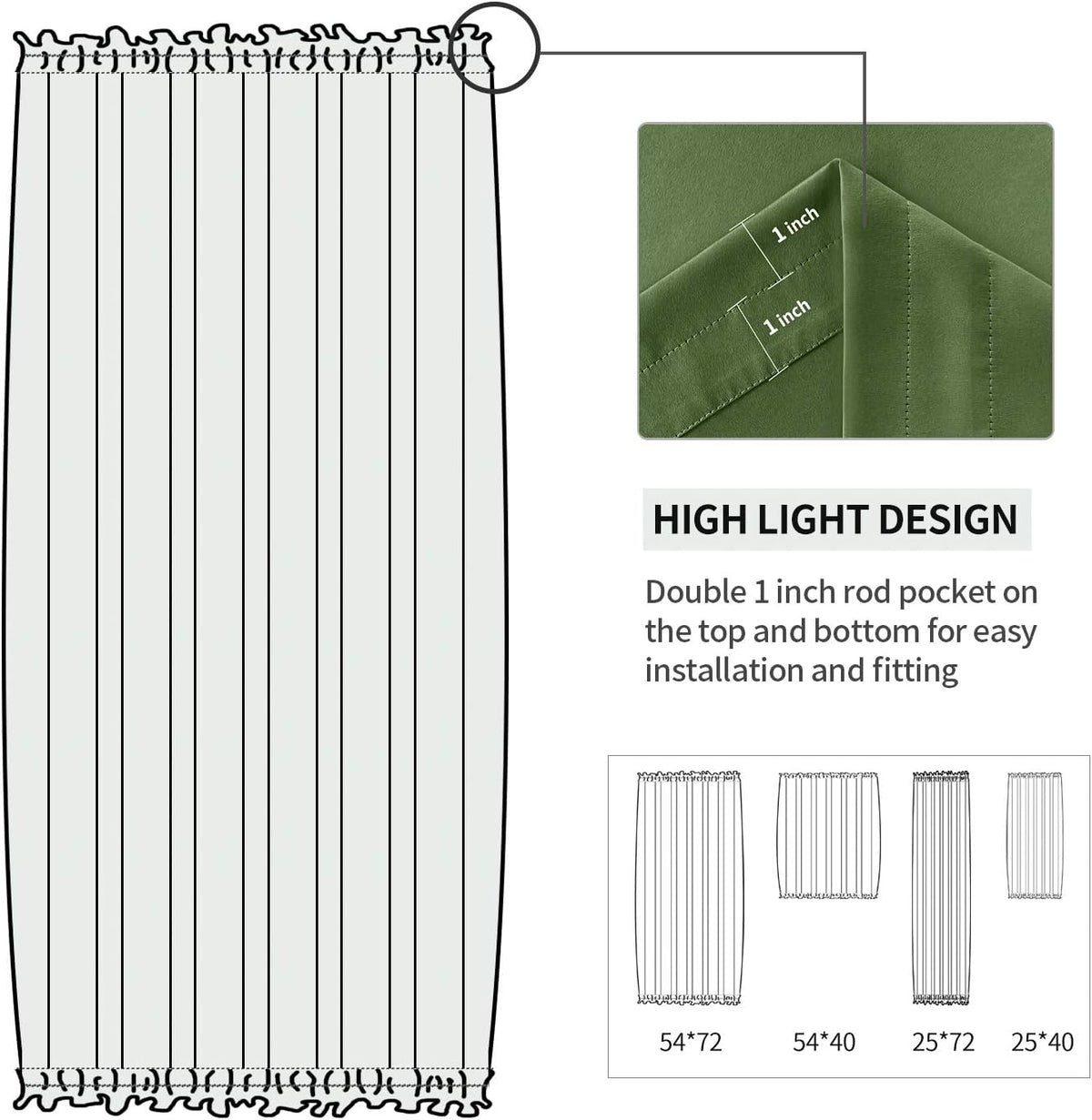 DWCN French Door Curtains – Rod Pocket Thermal Blackout Curtain for Doors with Glass Window
