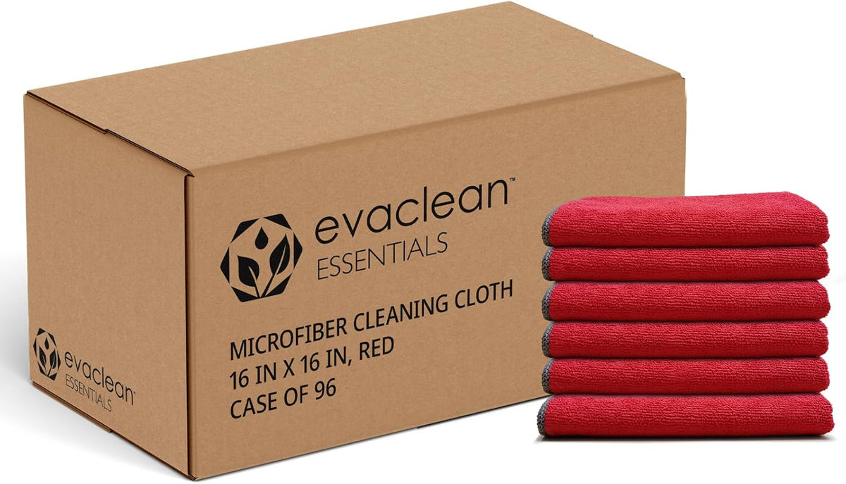 EvaClean Essentials Premium Microfiber Cleaning Cloth 16"x16" - Reusable, Washable, Non-Scratch
