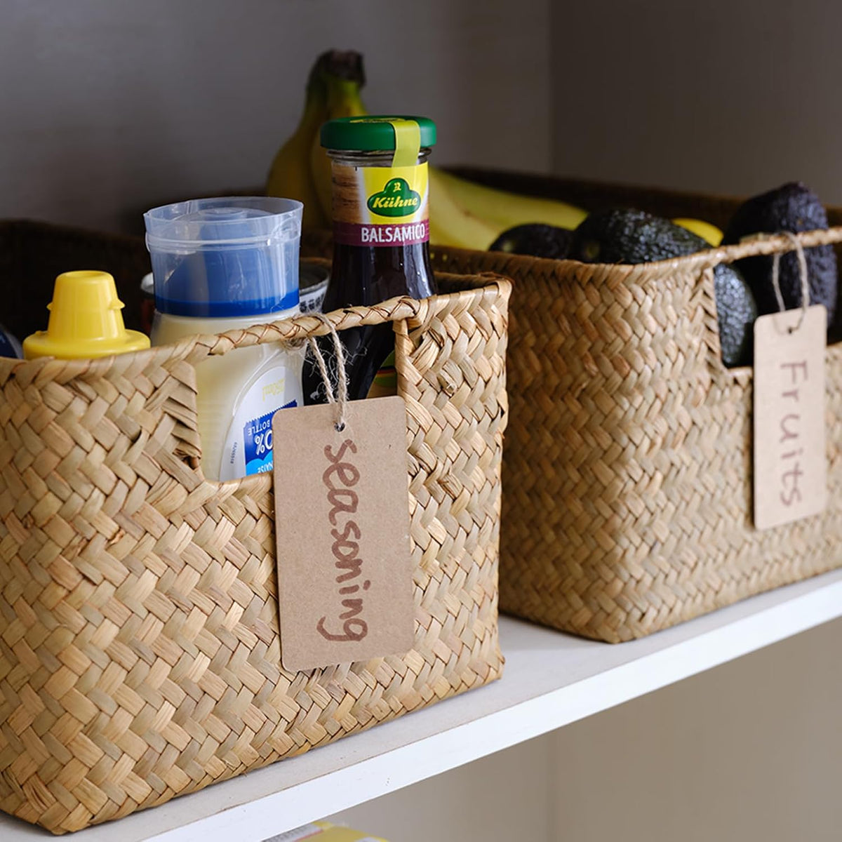 YANGQIHOME Wicker Baskets, [Set of 3] Woven Baskets for Storage, Seagrass Storage Baskets for