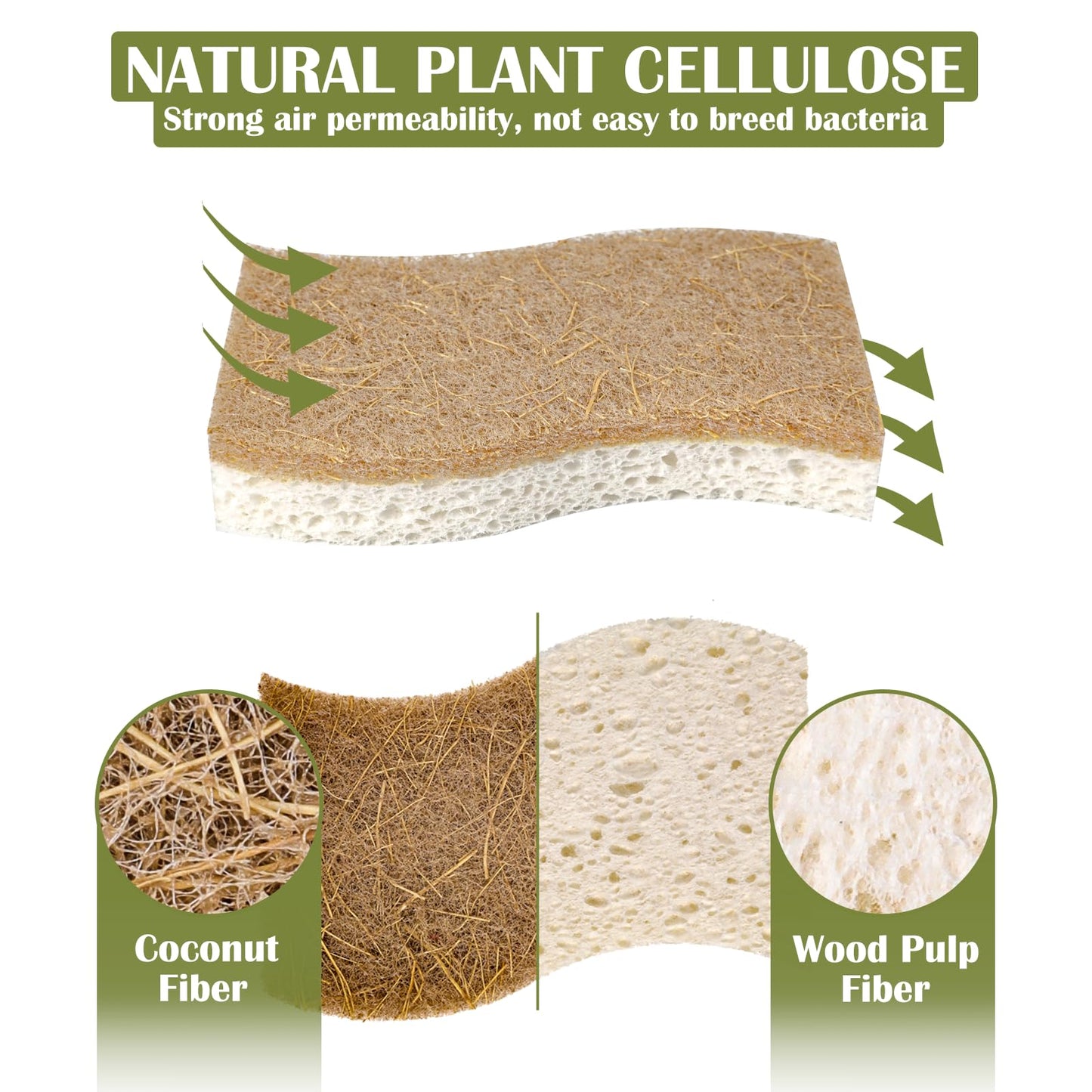 DEBETOOL 14 Pack Coconut Sponge with Cellulose, White