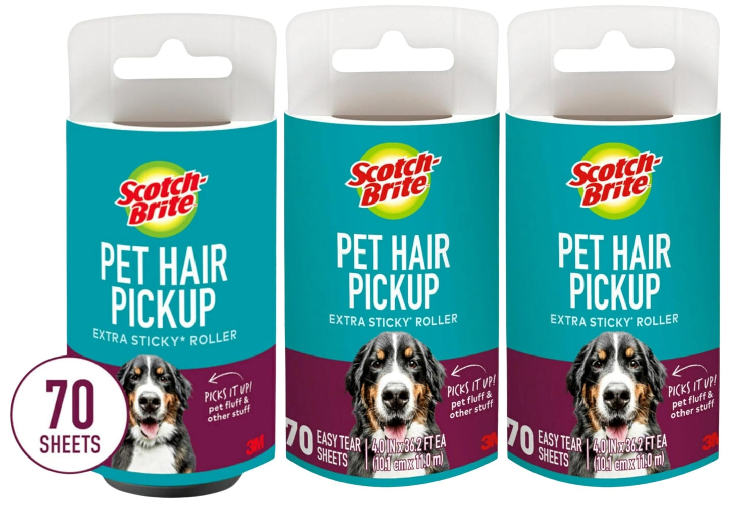 Scotch-Brite Pet Hair Pickup Extra Sticky Lint Roller Refills, Refills Only, 50% Stickier, 4 in x