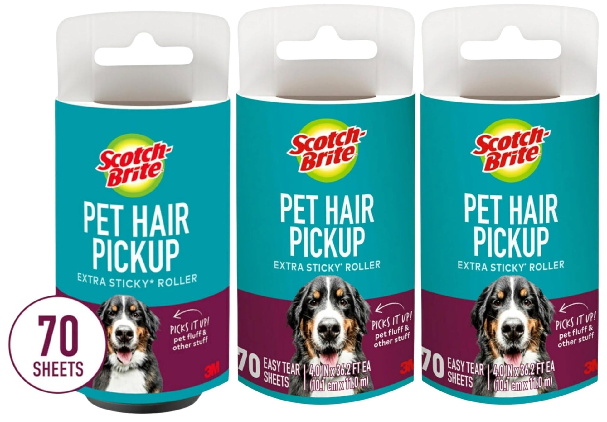 Scotch-Brite Pet Hair Pickup Extra Sticky Lint Roller Refills, Refills Only, 50% Stickier, 4 in x