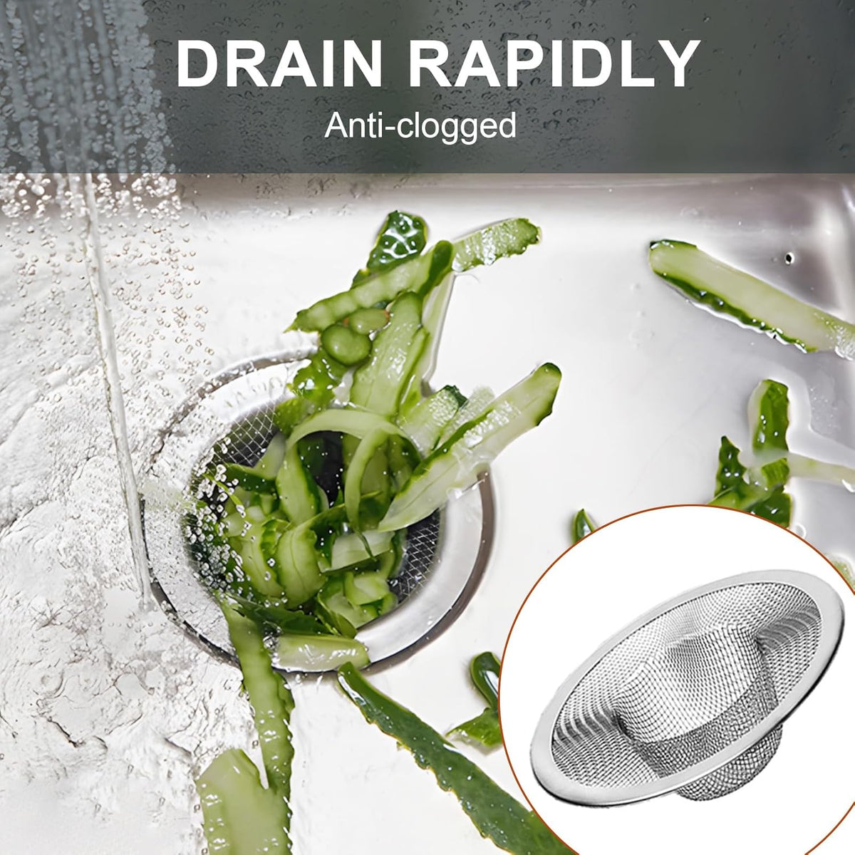 2pcs Heavy Duty Stainless Steel Slop Basket Filter Trap, 2.75" Top / 1" Mesh Metal Sink Strainer