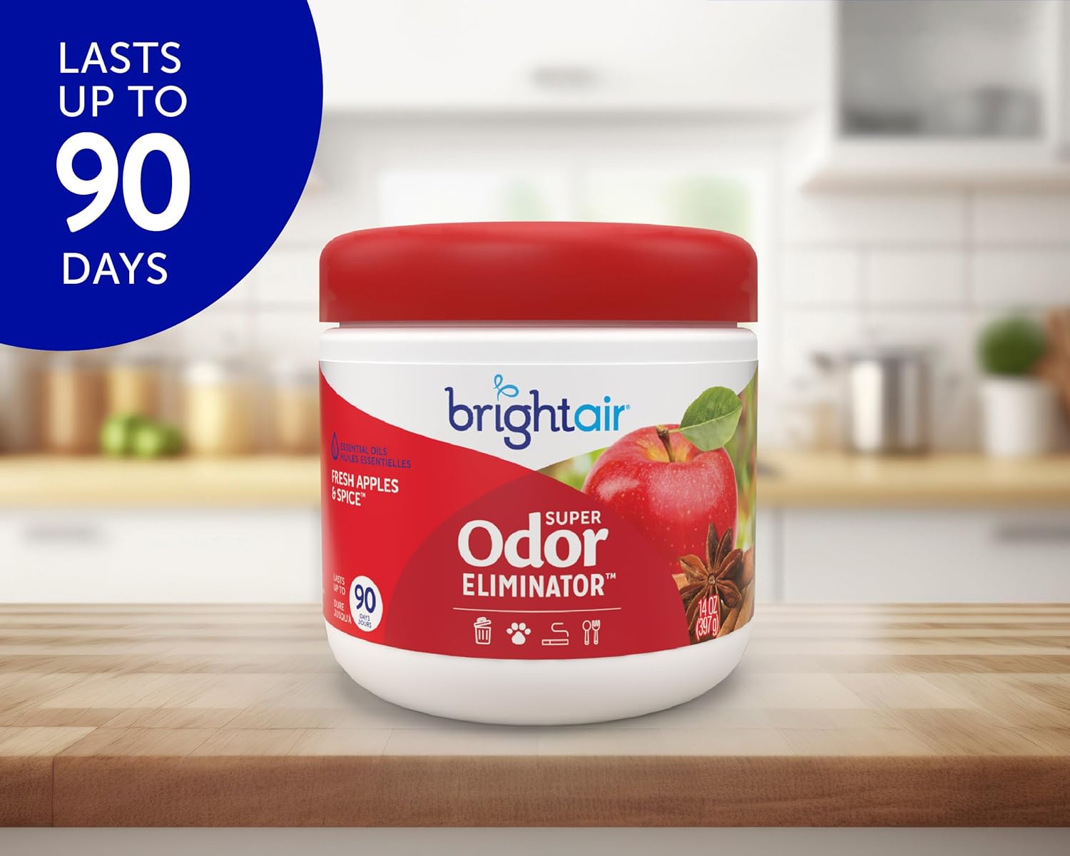 Bright Air 14 oz. Super Odor Eliminator, for Medium-Size Spaces, Fresh Apples & Spice Scent, Case