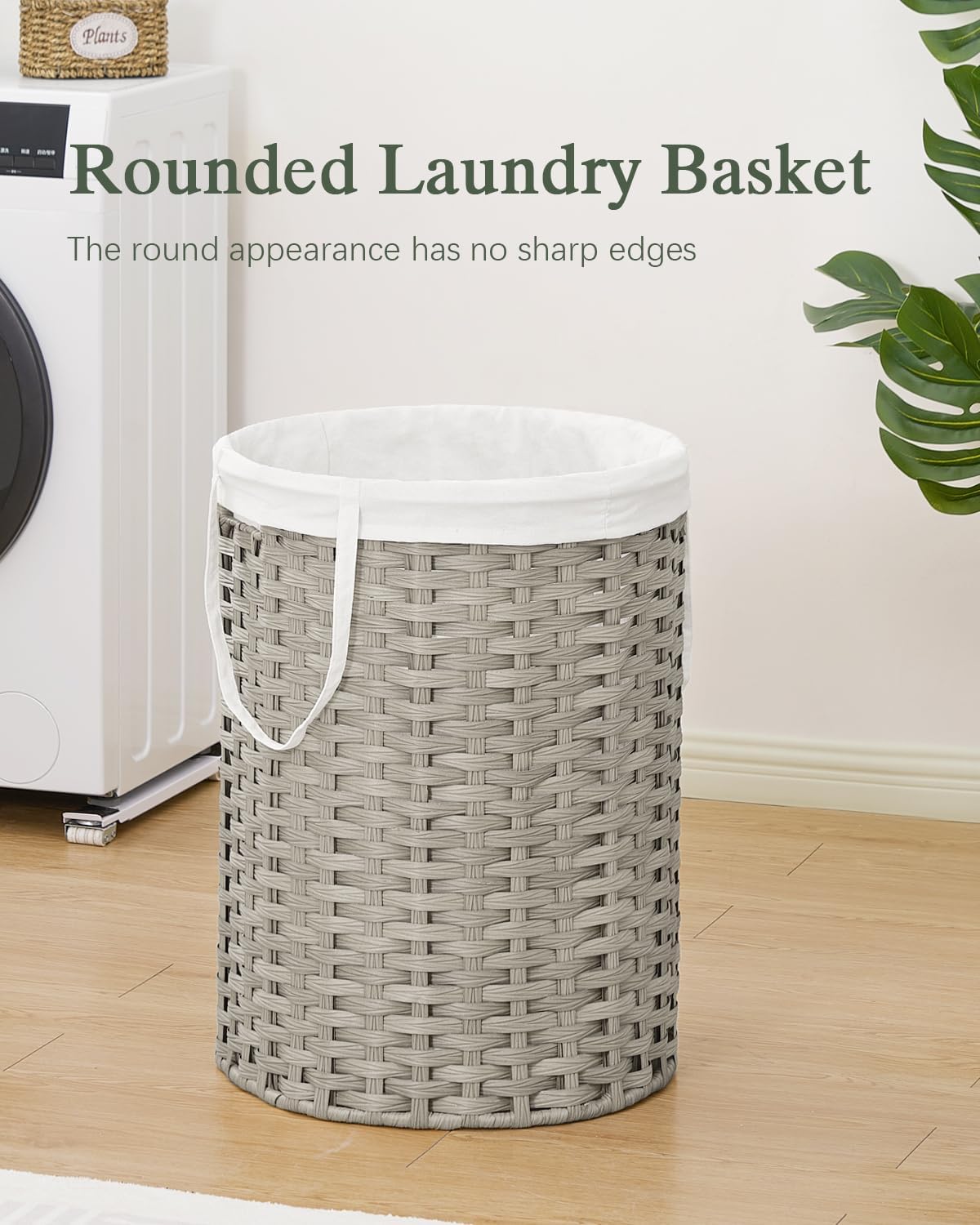 Laundry Basket Round Rattan Laundry Hamper 29.1 Gal (110 L) Handwoven Large Wicker Basket with