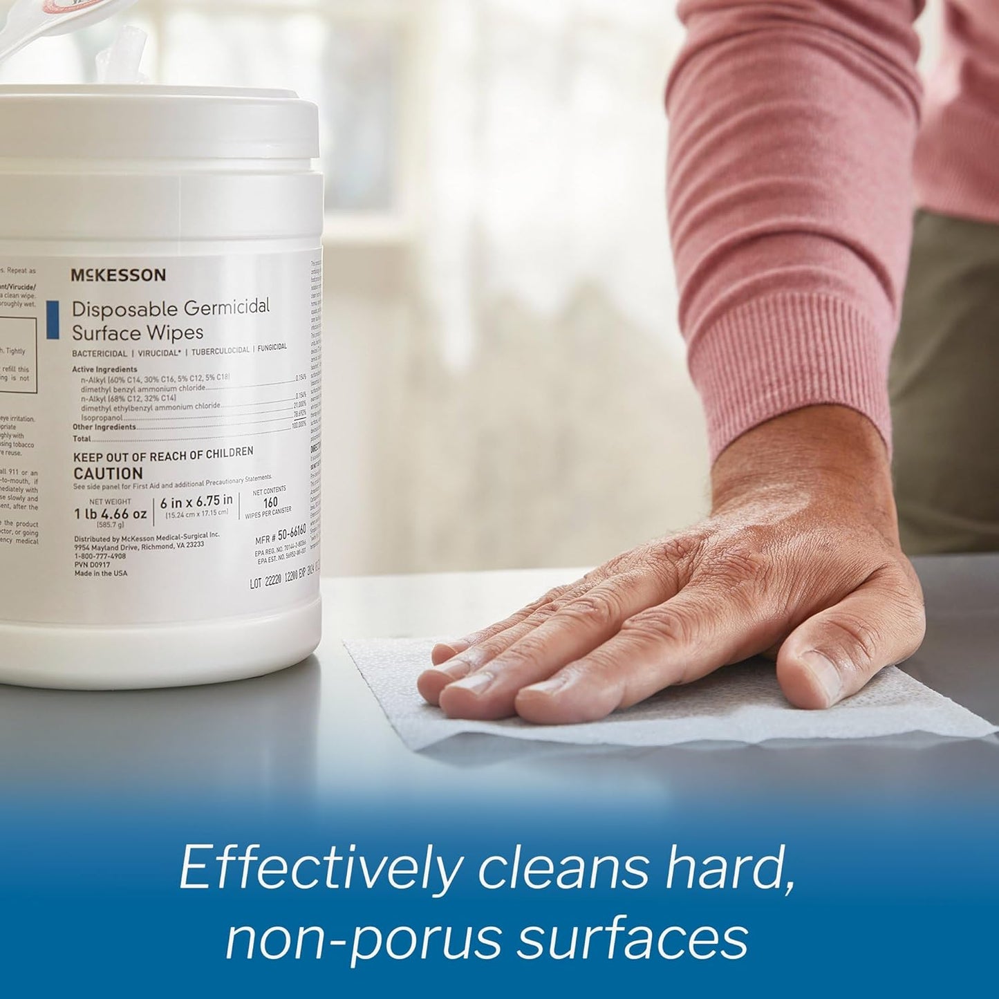 McKesson Germicidal Wipes [800 Count] Disinfecting Wipes, Alcohol Cleaning Disinfectant Wipes