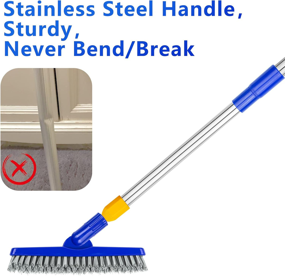 ITTAHO 2 Pack Grout Brush with Long Handle, 56.5'' Swivel Grout Cleaning Brush,V-Shape Grout Scrub