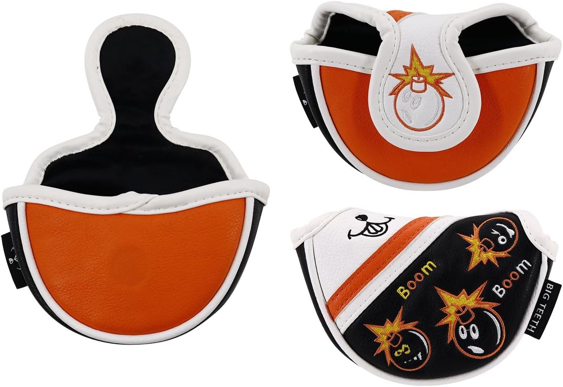 BIG TEETH Putter Cover Mallet Putter Cover Half Mallet Small Golf Headcover, Mini Club Head