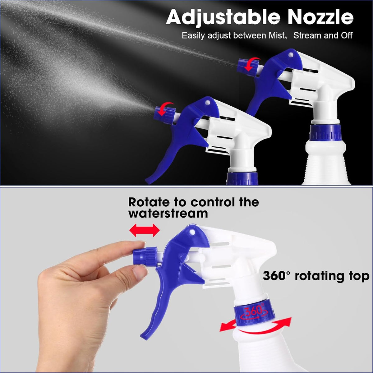 Eccliy 12 Pcs 16 Oz Plastic Spray Bottle, Adjustable Empty Reusable Sprayer for Cleaning, Planting