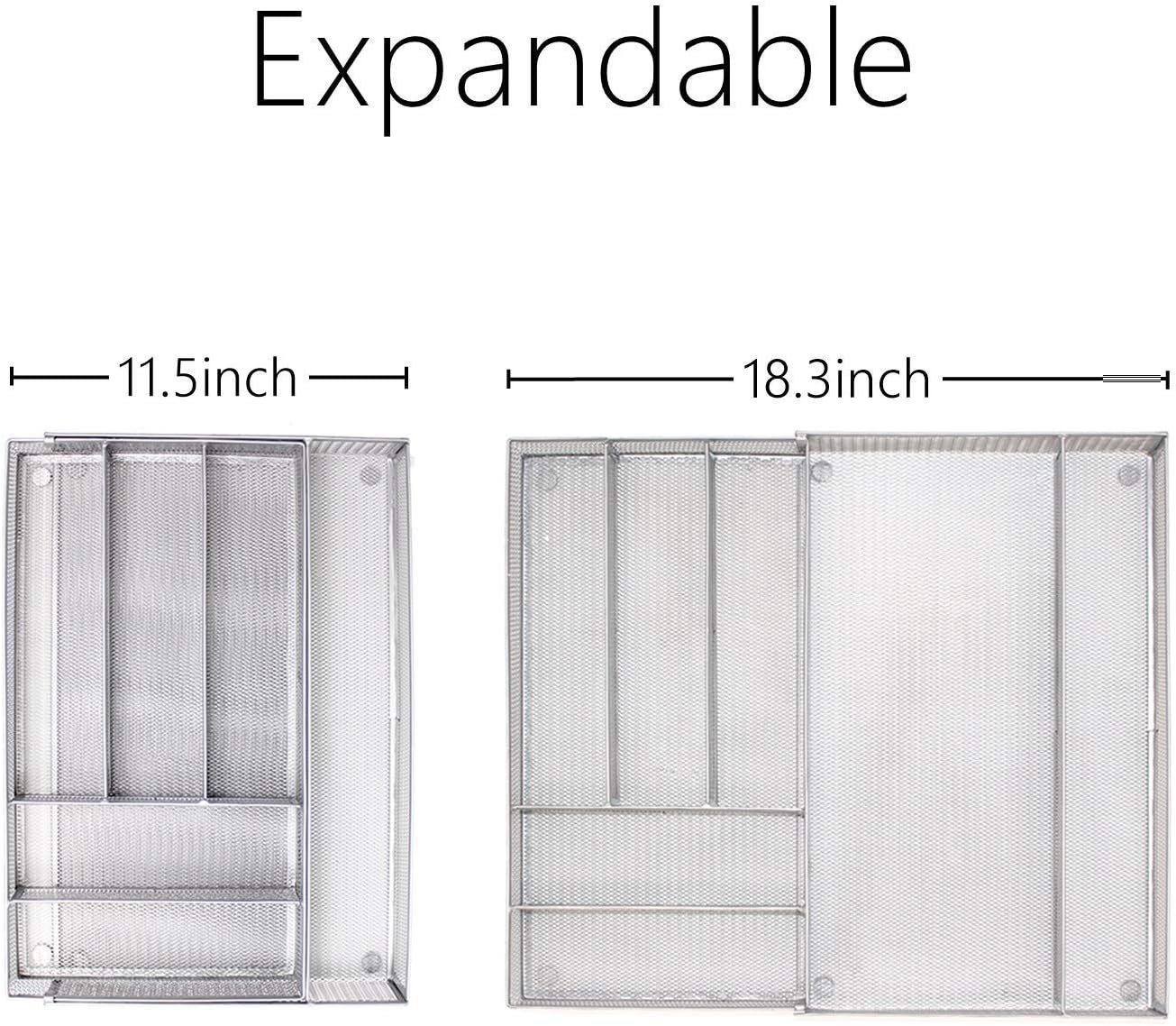 JANE EYRE Utensil Drawer Organizer - Expandable Cutlery Tray, Silverware/Flatware Storage Divider