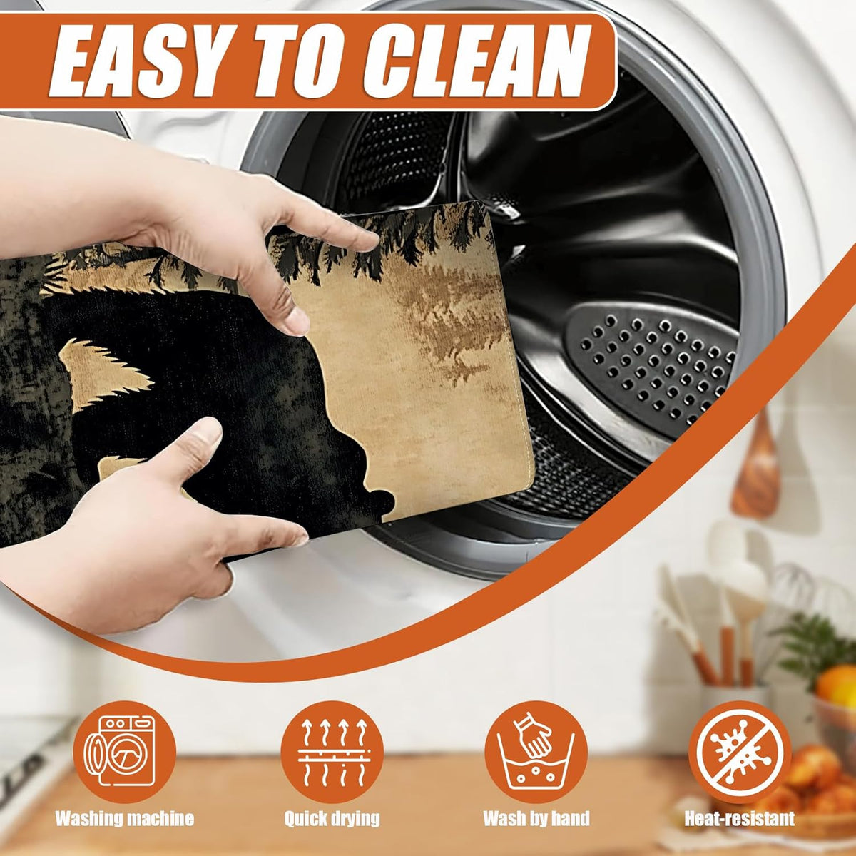 Forest Bear Dish Drying Mat for Kitchen Counter Microfiber Absorbent Dish Kitchen Drying Mat