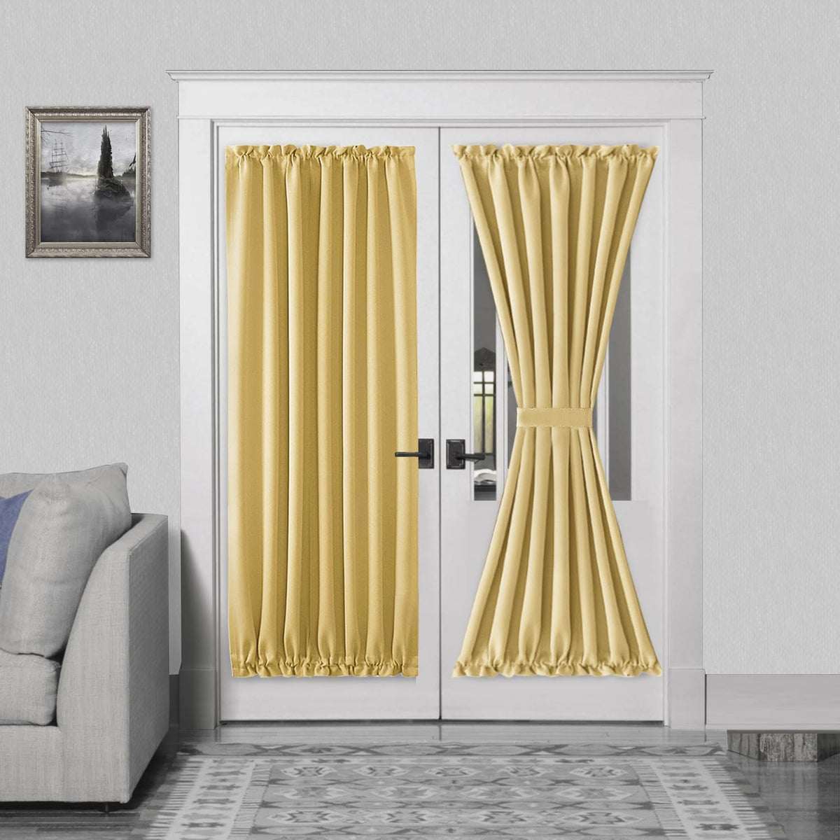 DWCN French Door Curtains – Rod Pocket Thermal Blackout Curtain for Doors with Glass Window