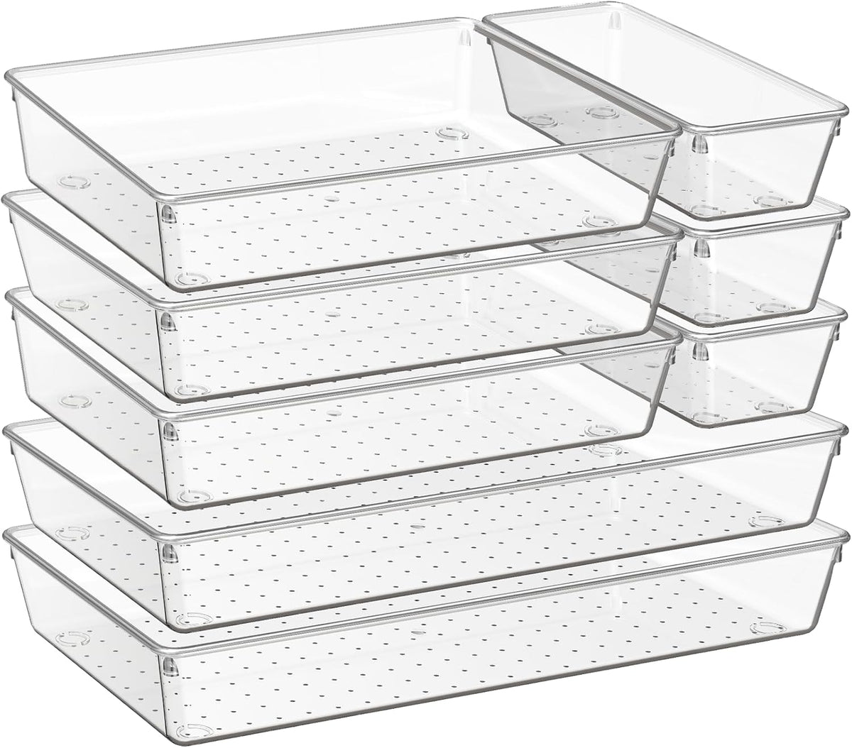 Criusia 8 Pack Drawer Organizer for Kitchen Gadgets, Large Clear Plastic Drawer Divider for Kitchen