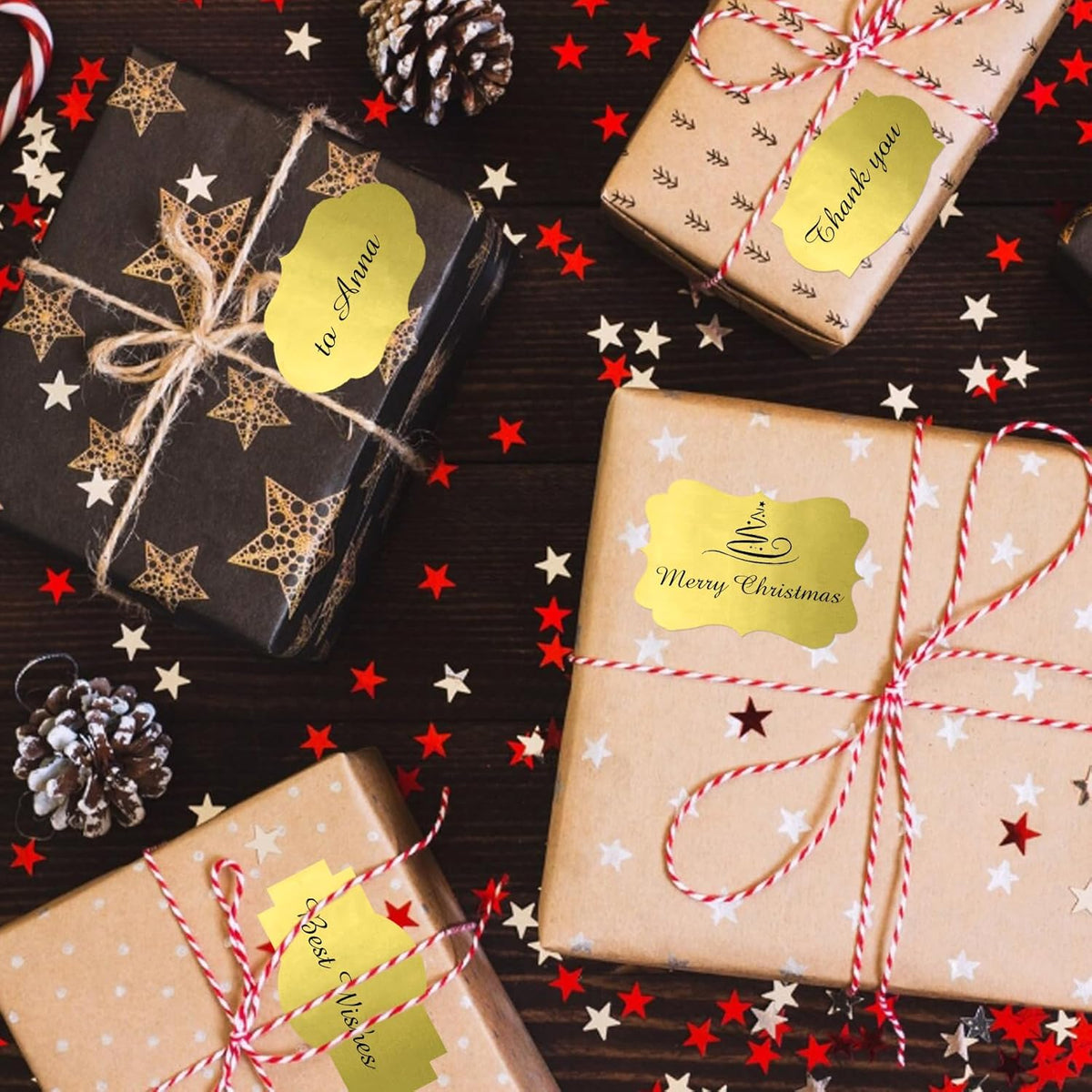 350 PCS Gift Tags Stickers Name Labels Stickers,2" x 1.2" Fancy Shape Stickers Self-Adhesive