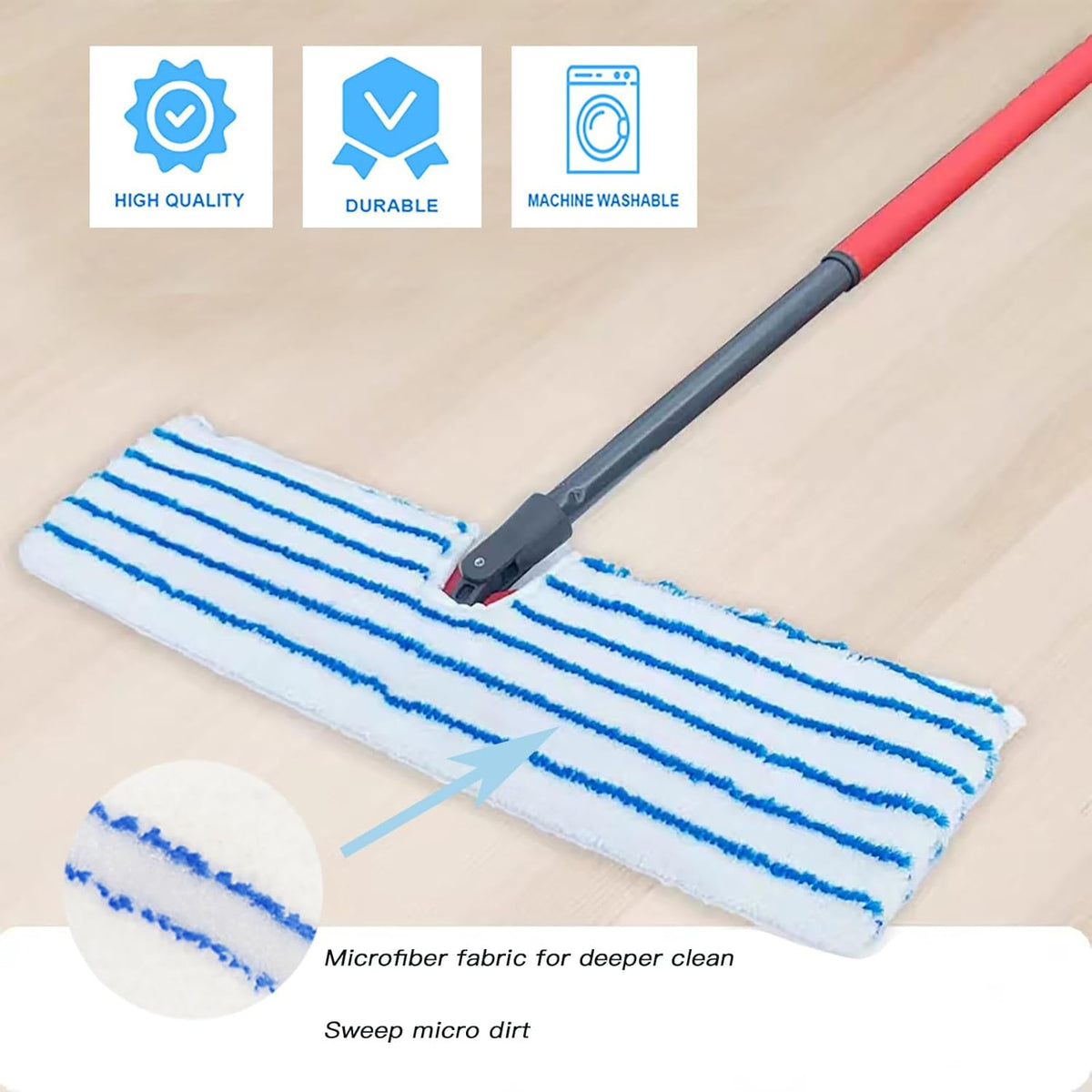 2 Pack Microfiber Mop Replacement Heads，Compatible with O-Cedar Dual Action Flat Mop for Dry/Wet