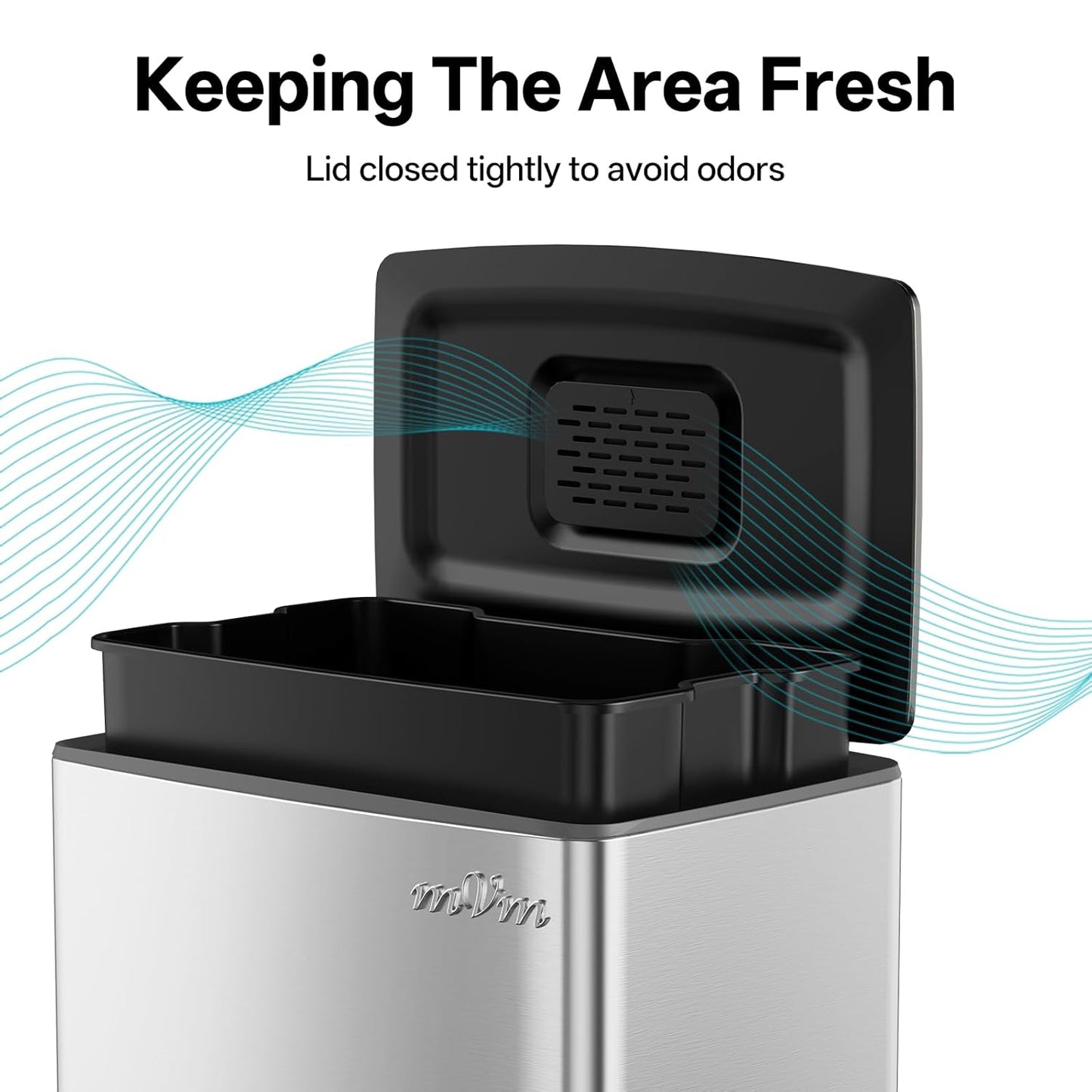 mVm 10.6 Gallon Heavy Duty Step Trash Can with Lid, Foldable Foot Pedal Bin for Kitchen Office