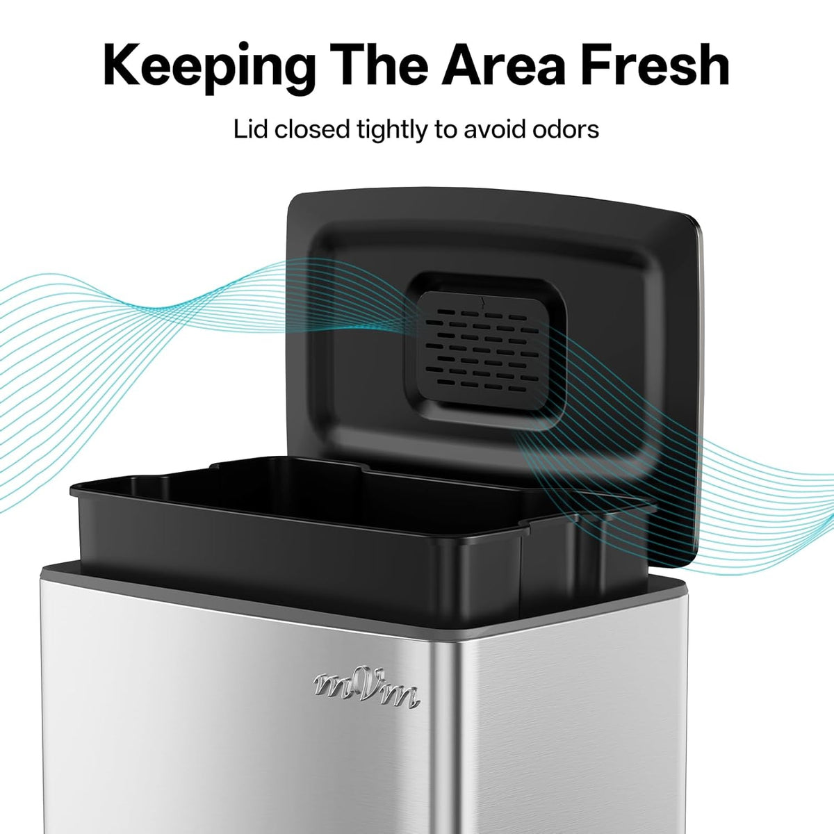 mVm 10.6 Gallon Heavy Duty Step Trash Can with Lid, Foldable Foot Pedal Bin for Kitchen Office