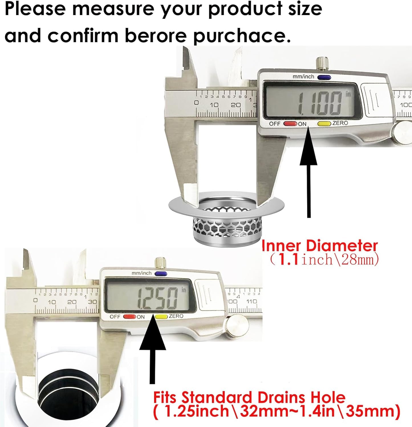 Bathroom Sink Strainer, Bathtub Lavatory Sink Drain Strainer Hair Catcher for Laundry, Mop Pool