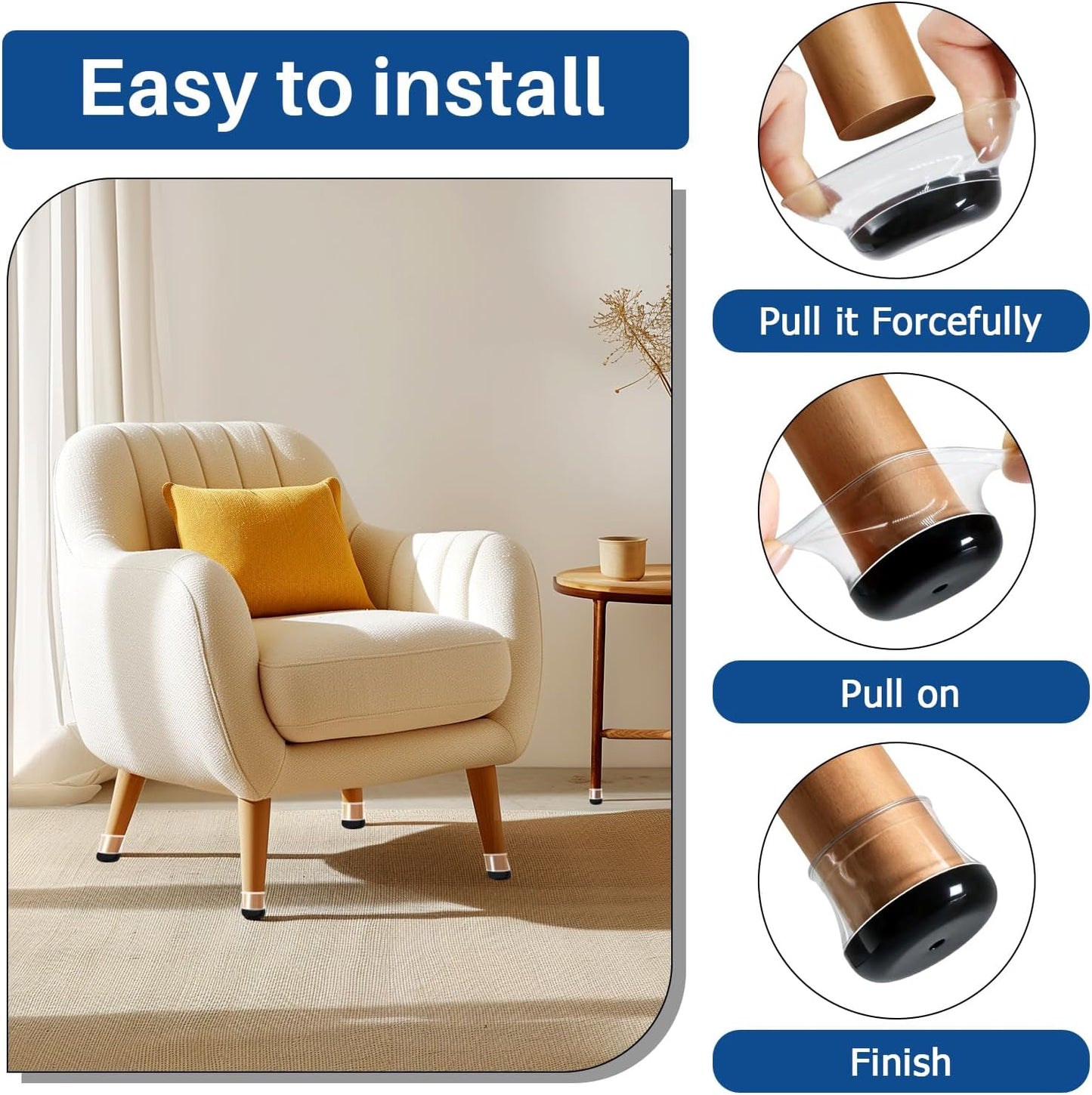 28 Pcs Chair Leg Sliders for Carpet, Round Chair Glides, Silicone Furniture Leg Protectors Caps