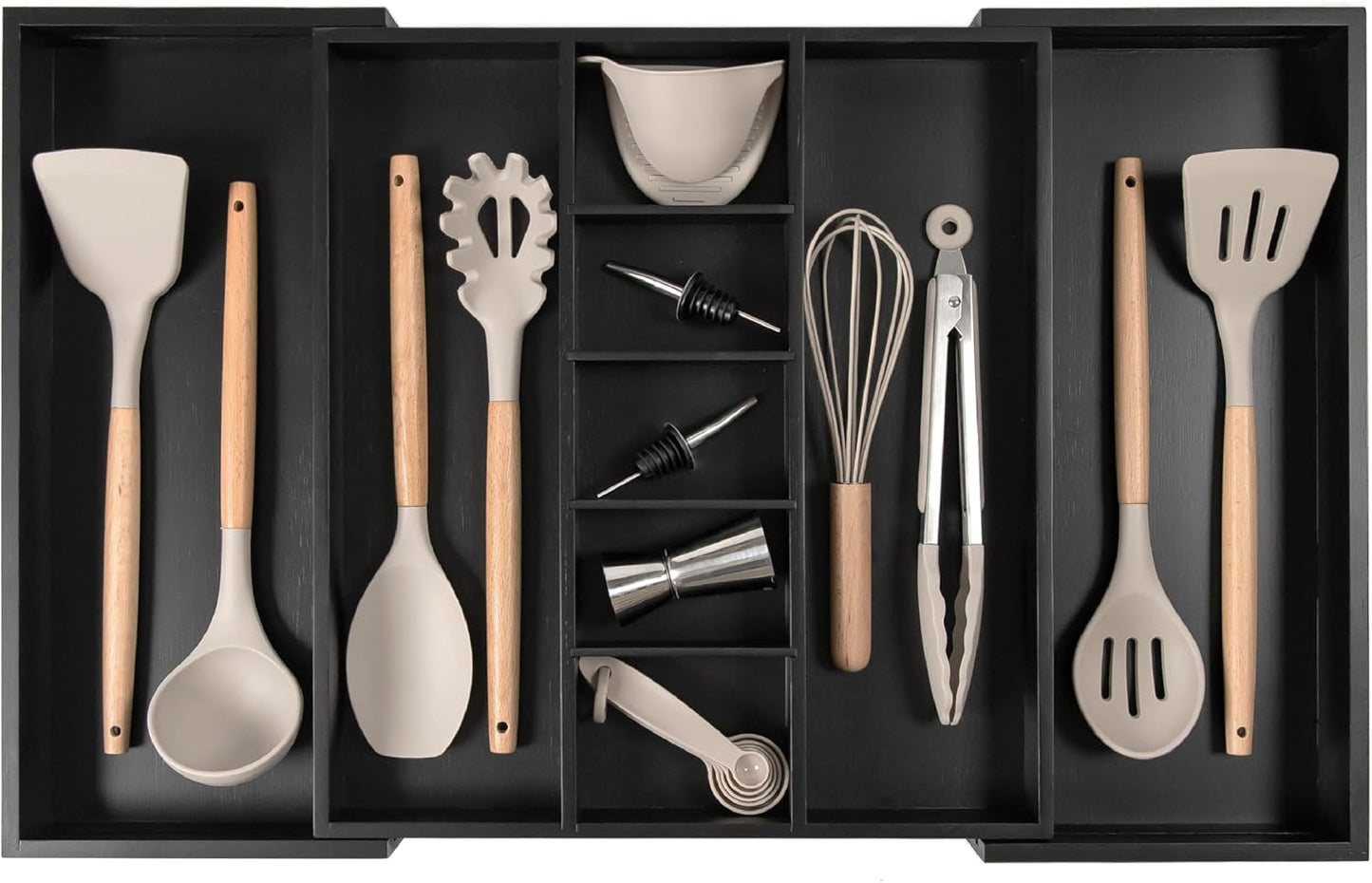 KitchenEdge Adjustable Kitchen Drawer Organizer for Utensils and Junk, Food-Safe Contract Grade