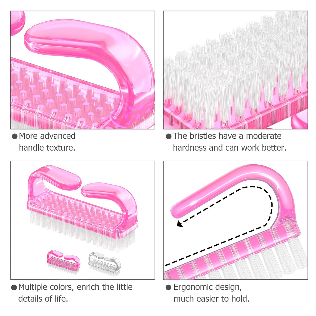 Handle Grip Nail Brush, Hand Fingernail Brush Cleaner Scrubbing Kit Pedicure for Toes and Nails Men