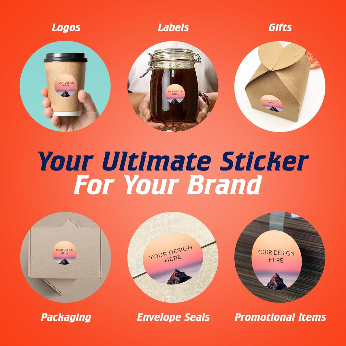 100 Custom Vinyl Stickers - Upload Your own Image, Text, Design, Logo - Personalized Logo Labels