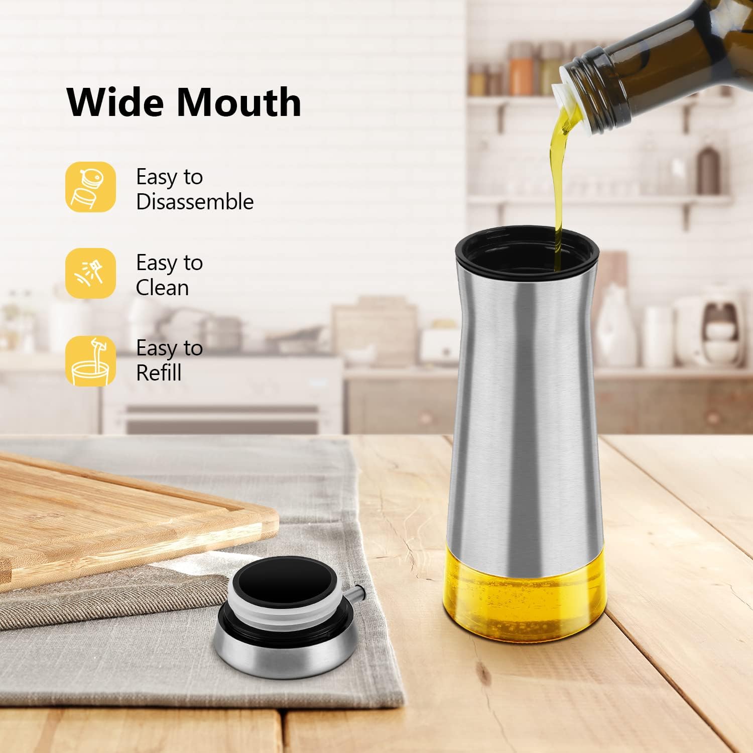 Aelga Olive Oil And Vinegar Dispenser Set -2 Pack Elegant Stainless Steel Oil Dispenser Set