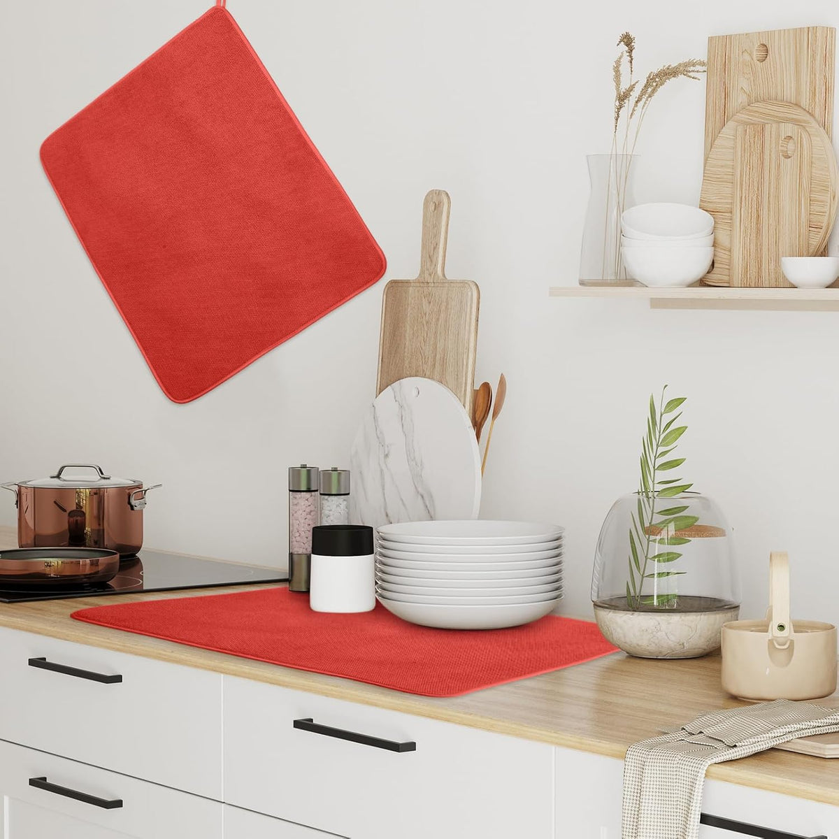 Hushee 2 Pack Extra Large Dish Drying Mat Microfiber Absorbent Dish Drying Pad Large Size Dishes