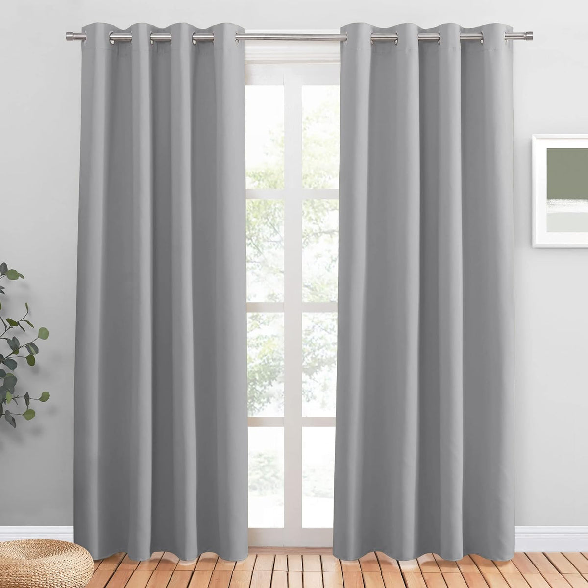 PONY DANCE Sliver Grey Blackout Curtains for Bedroom 84 Inch Length 2 Panels Set, Privacy Thermal
