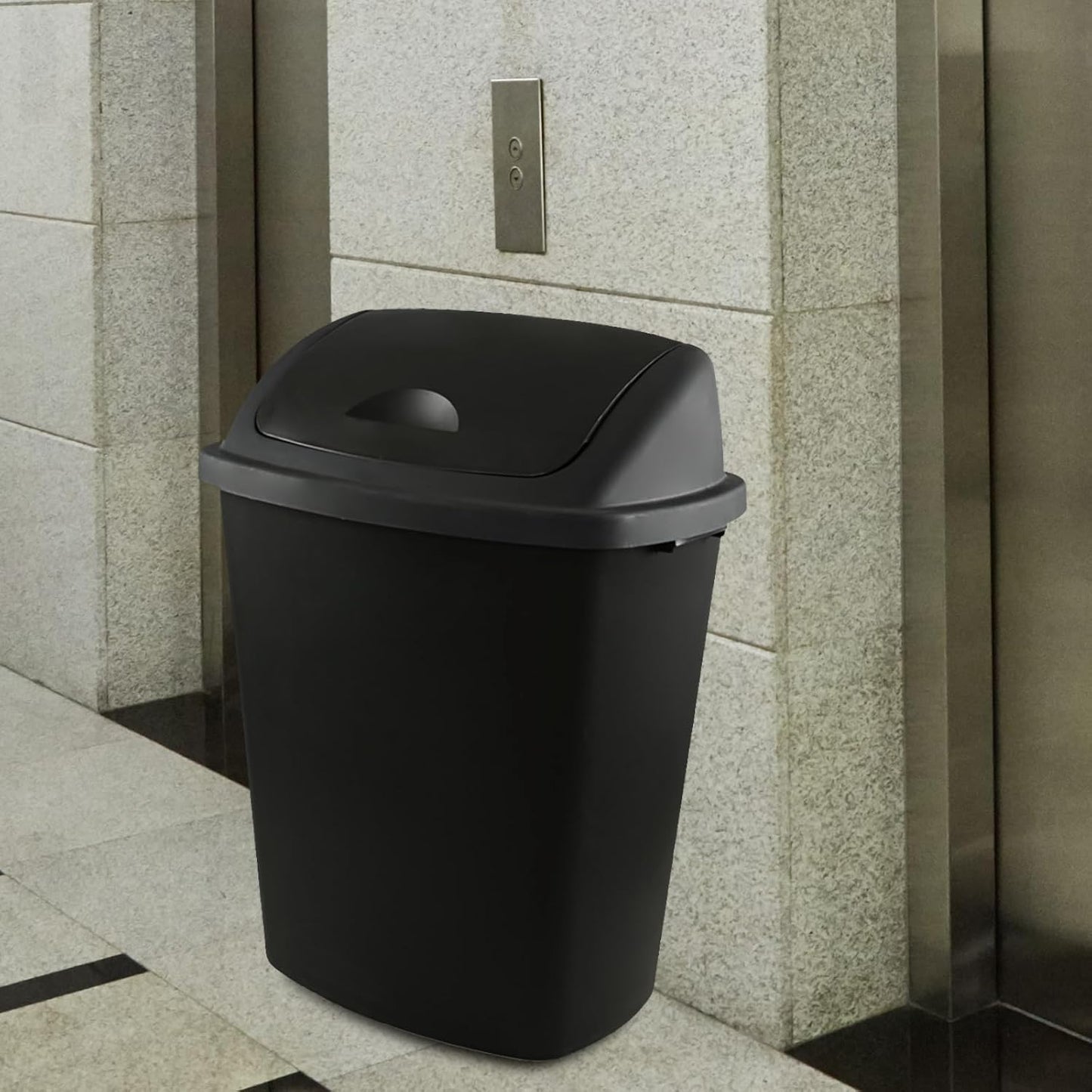 18 Gallon Large Plastic Kitchen Trash Can with Swing Lid, 4 Pack Tall Kitchen Garbage Can with Lid