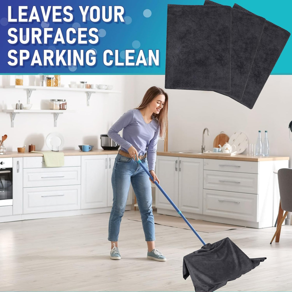Newwiee 6 Pcs Extra Large Microfiber Cleaning Cloth 30" x 20" Washable Reusable Microfiber Towel