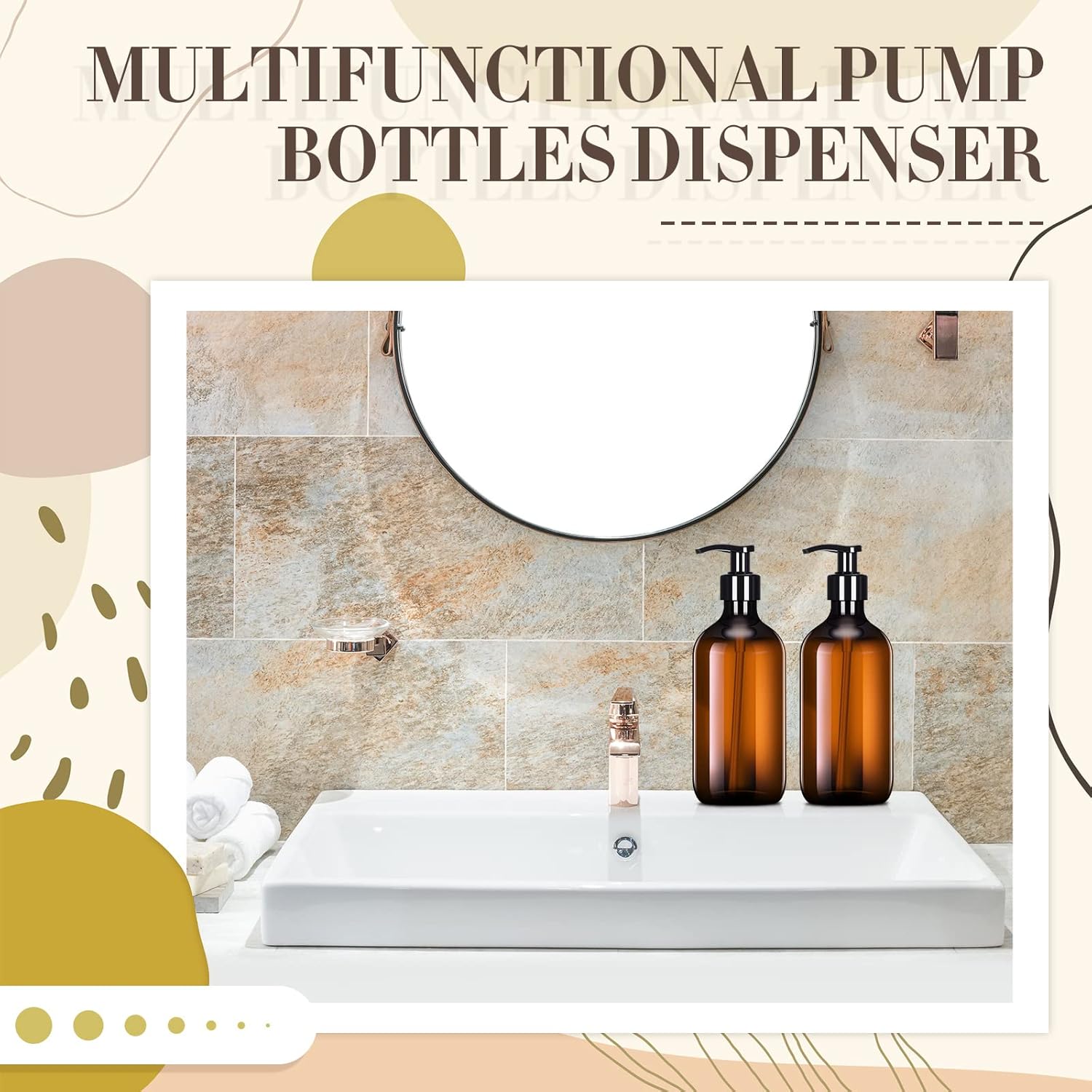 Tessco for you 12 Pack Amber Soap Dispenser Empty Plastic Pump Bottles Dispenser Refillable Shampoo