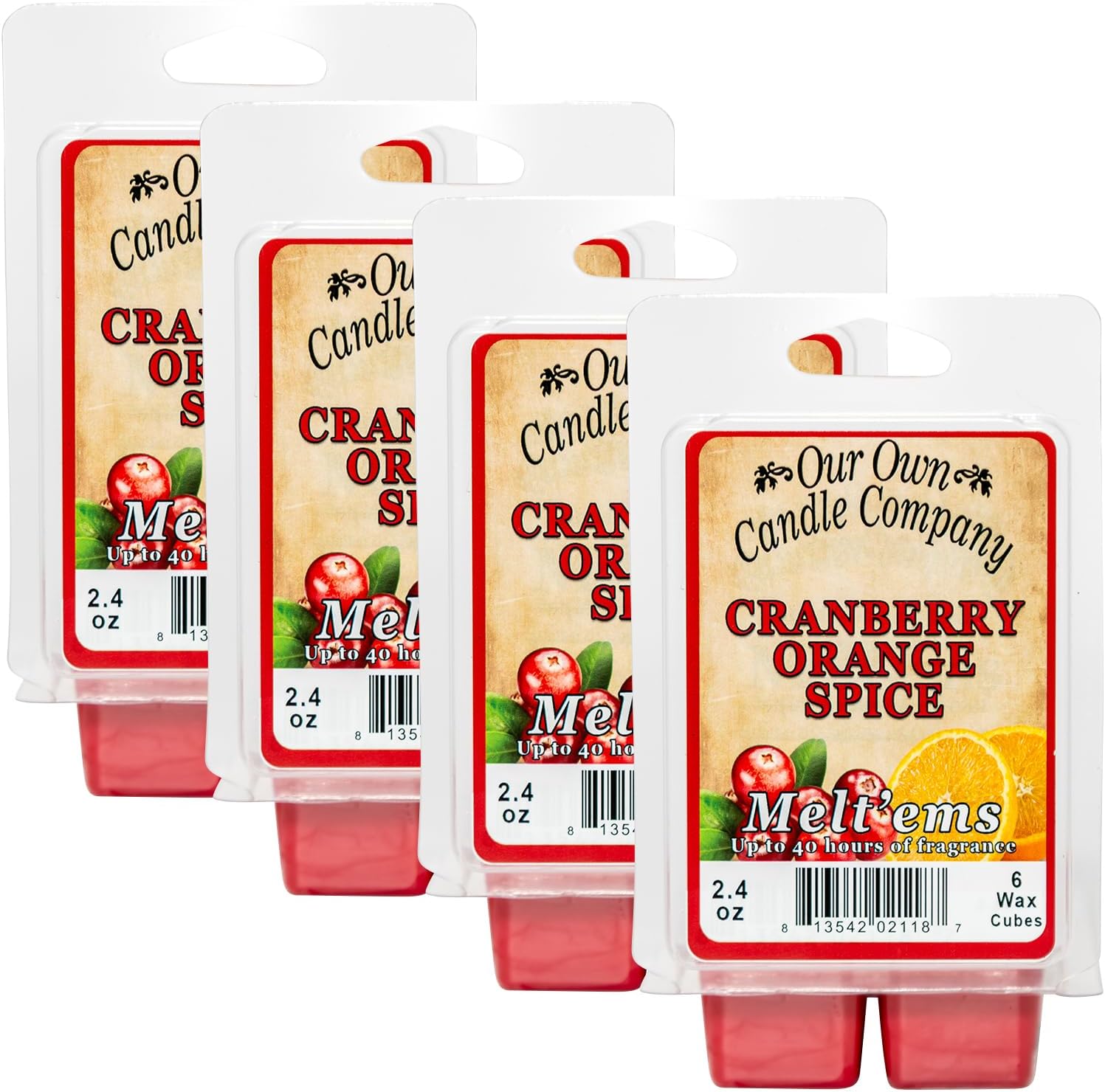 Our Own Candle Company Premium Wax Melt, Cranberry Orange Spice Scent, Handmade in The USA, 24