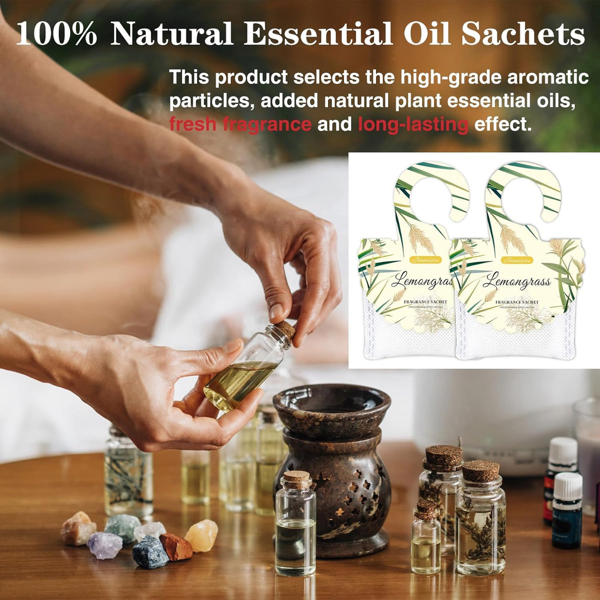 15 Packs Lemongrass Scented Sachets Bag for Drawers and Closets, Air Freshener for Home Fragrance