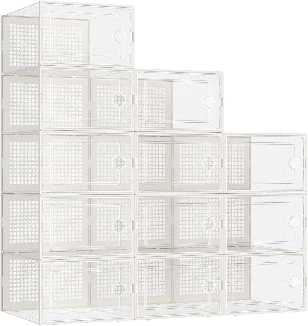 Kuject Large Shoe Organizers Storage Boxes for Closet, 12 Pack Clear Plastic Stackable Storage Bins