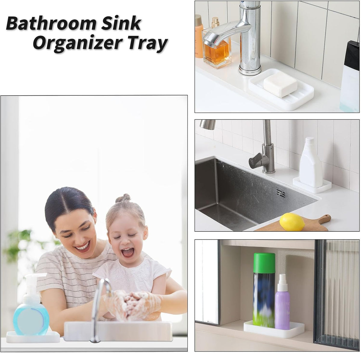 Silicone Kitchen Sink Organizer Tray for Multiple Usage,Easy Clean Sponges Holder for Kitchen