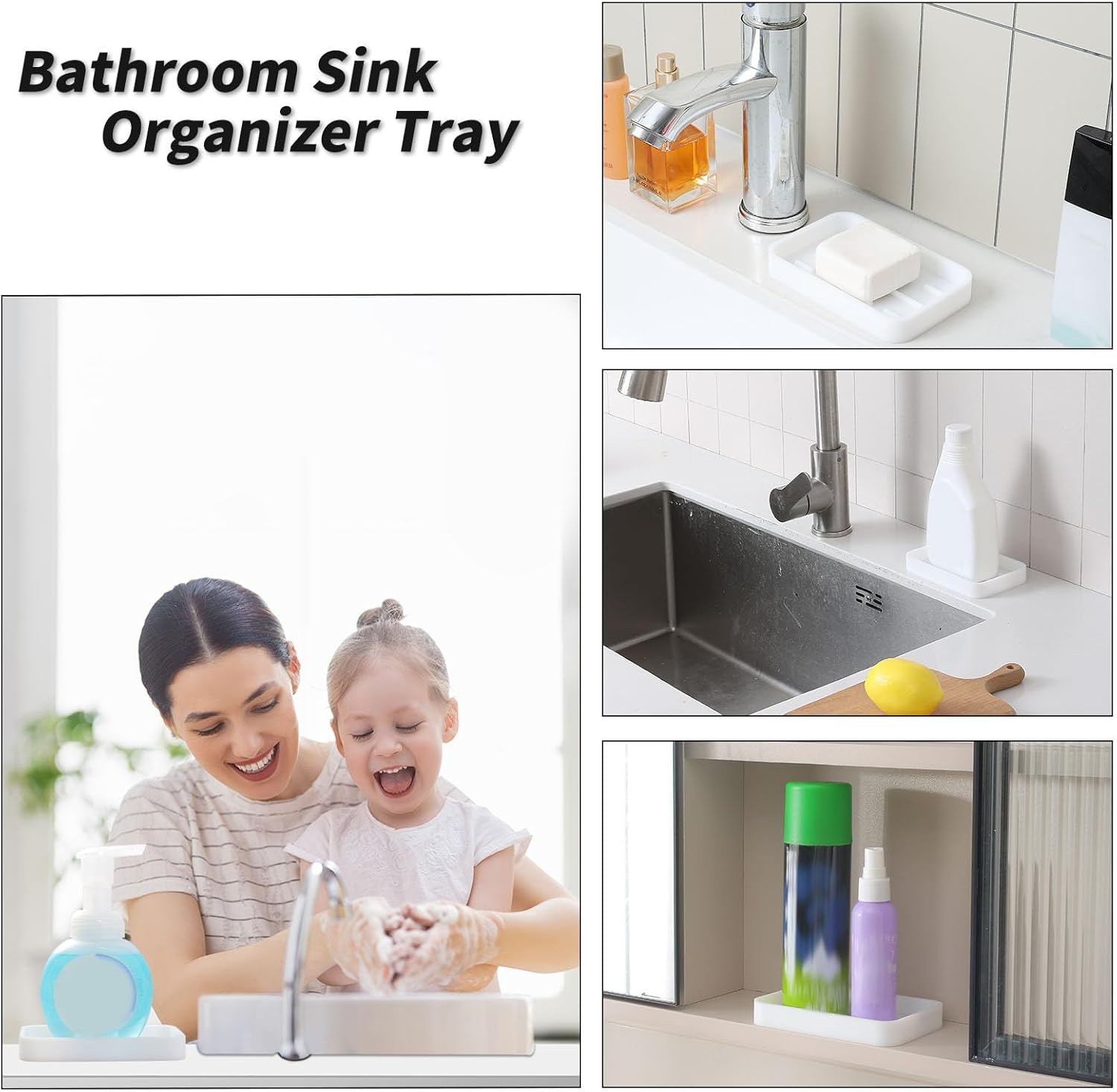 Silicone Kitchen Sink Organizer Tray for Multiple Usage,Easy Clean Sponges Holder for Kitchen