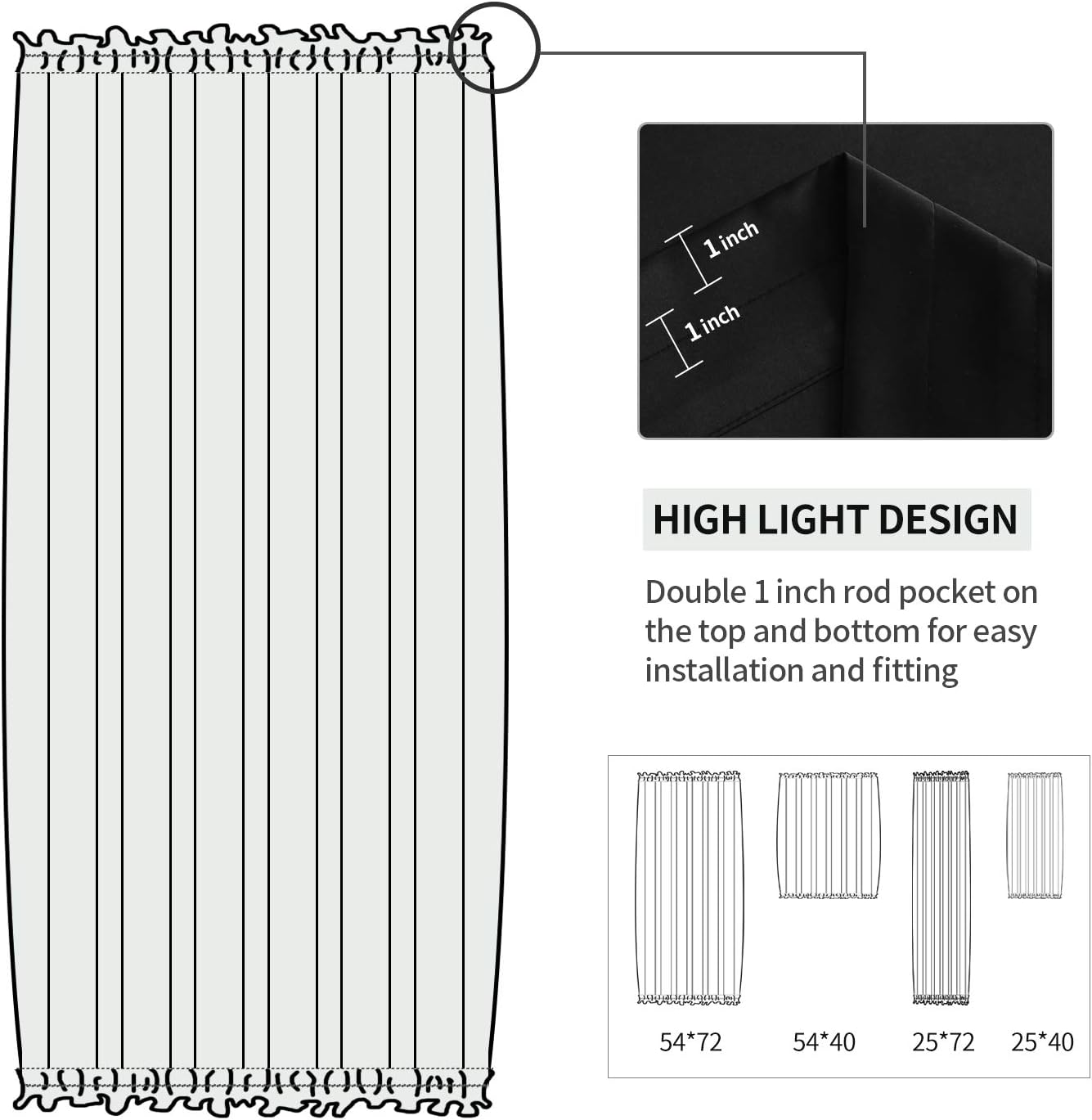 DWCN French Door Curtains – Rod Pocket Thermal Blackout Curtain for Doors with Glass Window