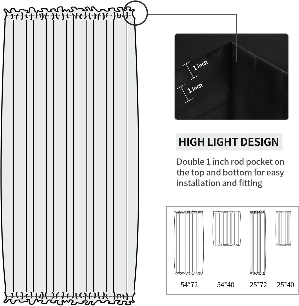 DWCN French Door Curtains – Rod Pocket Thermal Blackout Curtain for Doors with Glass Window