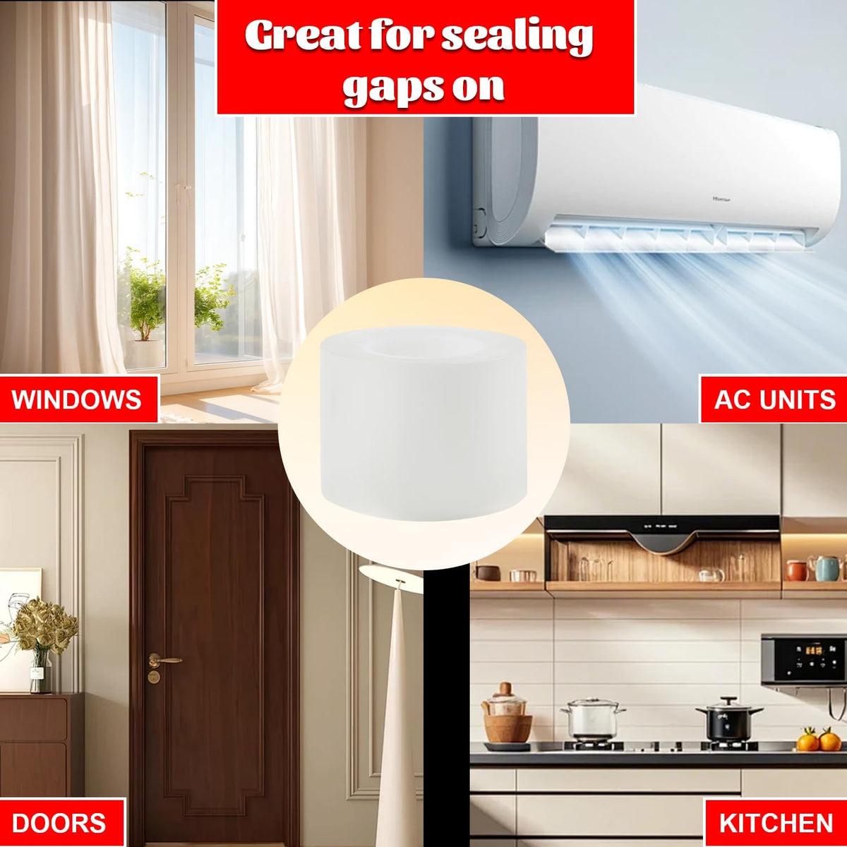 Transparent Window Weather Sealing Tape 2 Inch x 16.5 FT Weather Stripping Residue-Free Clear