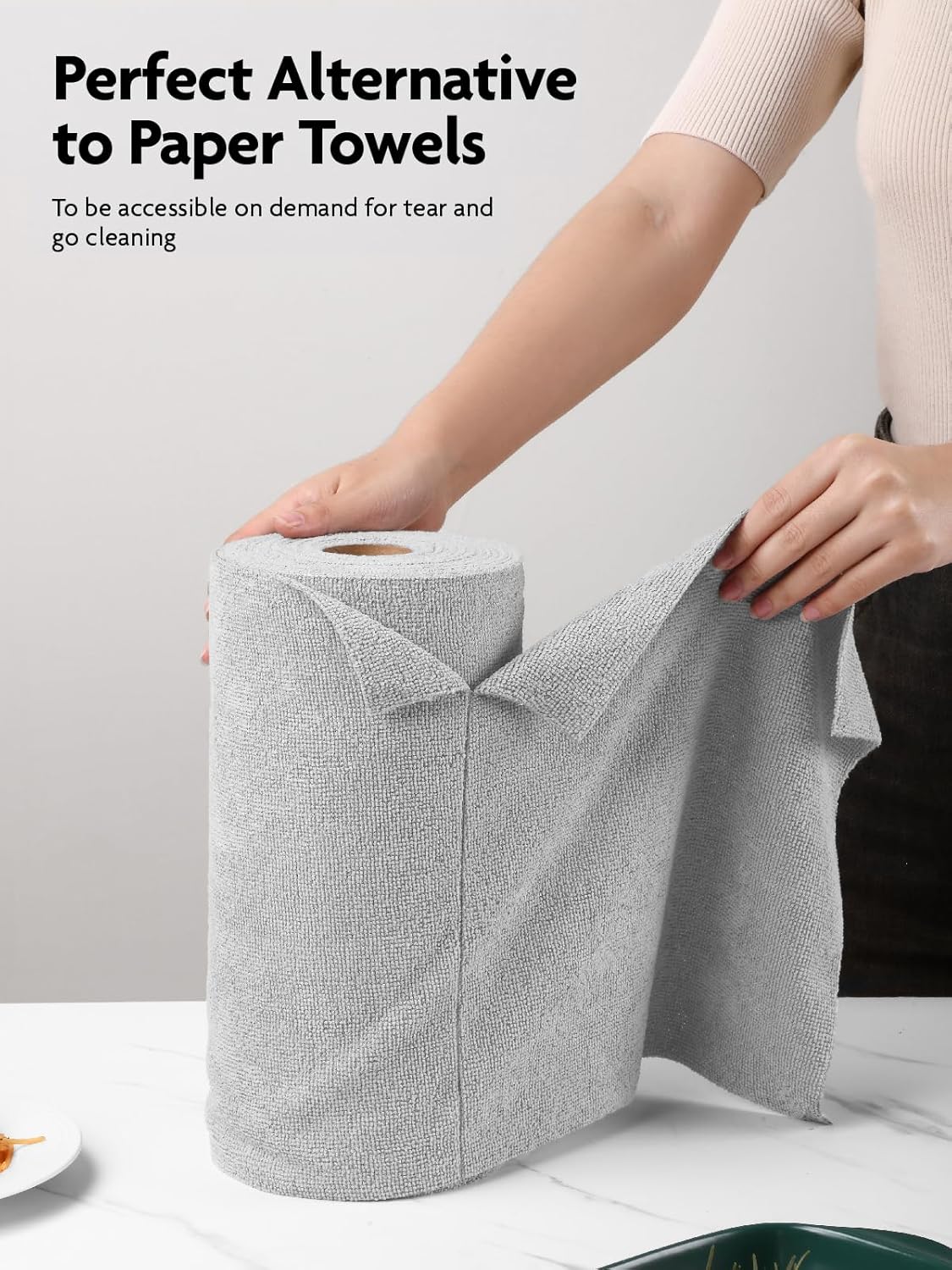 Fantasticlean Microfiber Cleaning Cloth Roll -40 Pack, Tear Away Microfiber Towels, 12" x 12"