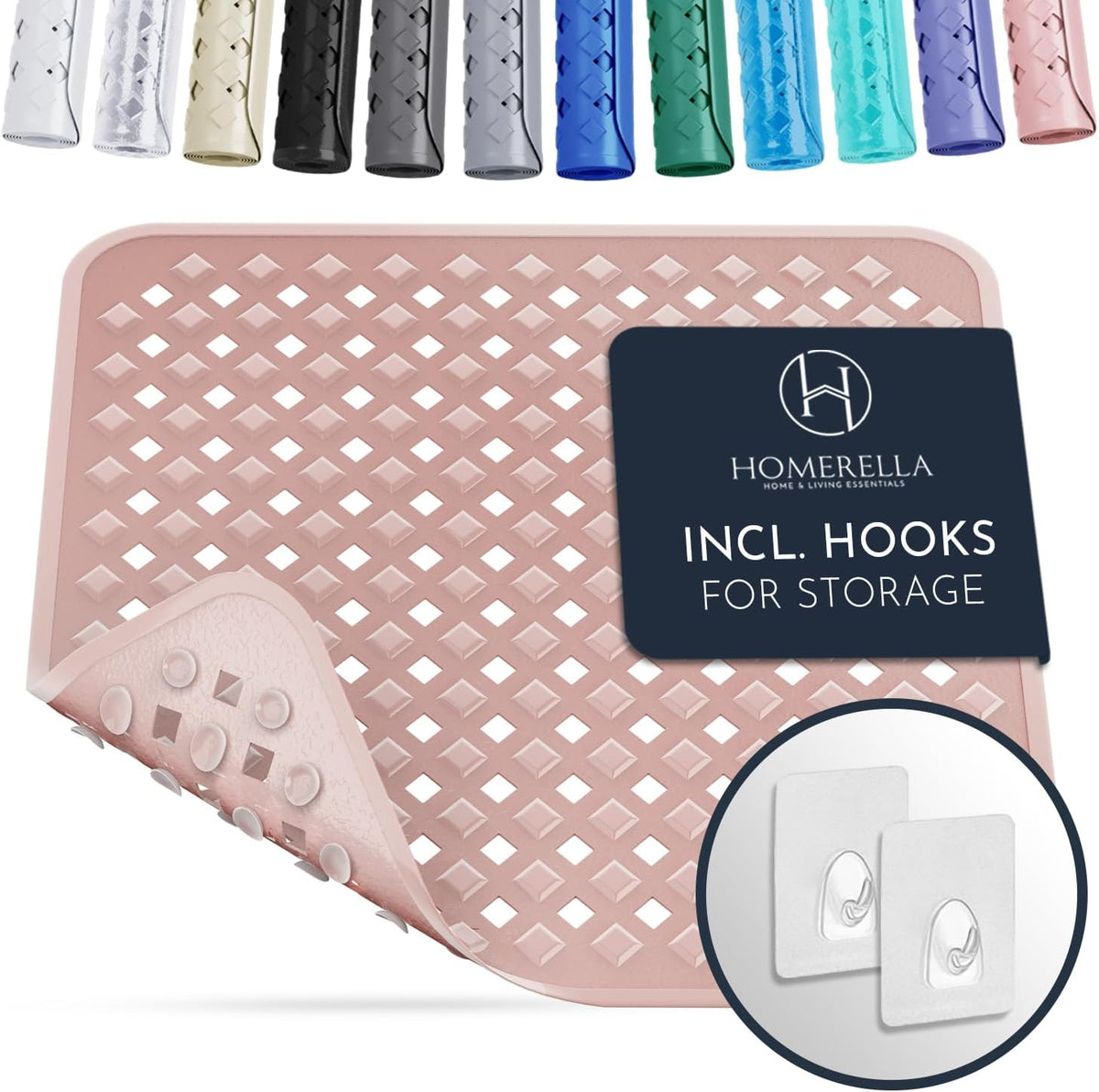 Homerella Anti Slip Shower Mat | Anti Mold Non Slip Bathtub Mat for Inside Shower | Square Floor