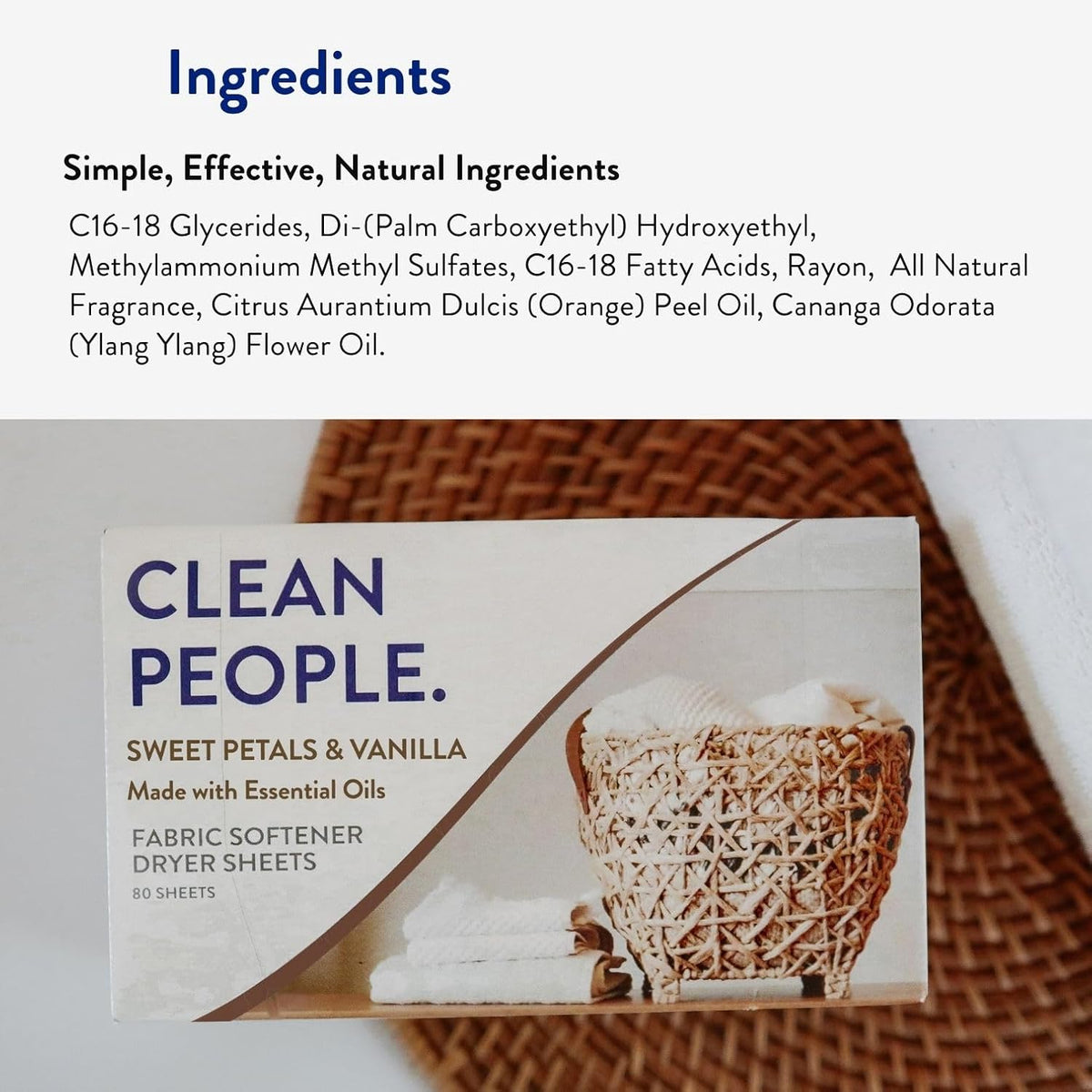 The Clean People Fabric Softener Sheets - Dryer Sheets - Softens & Removes Static Cling - Vegan