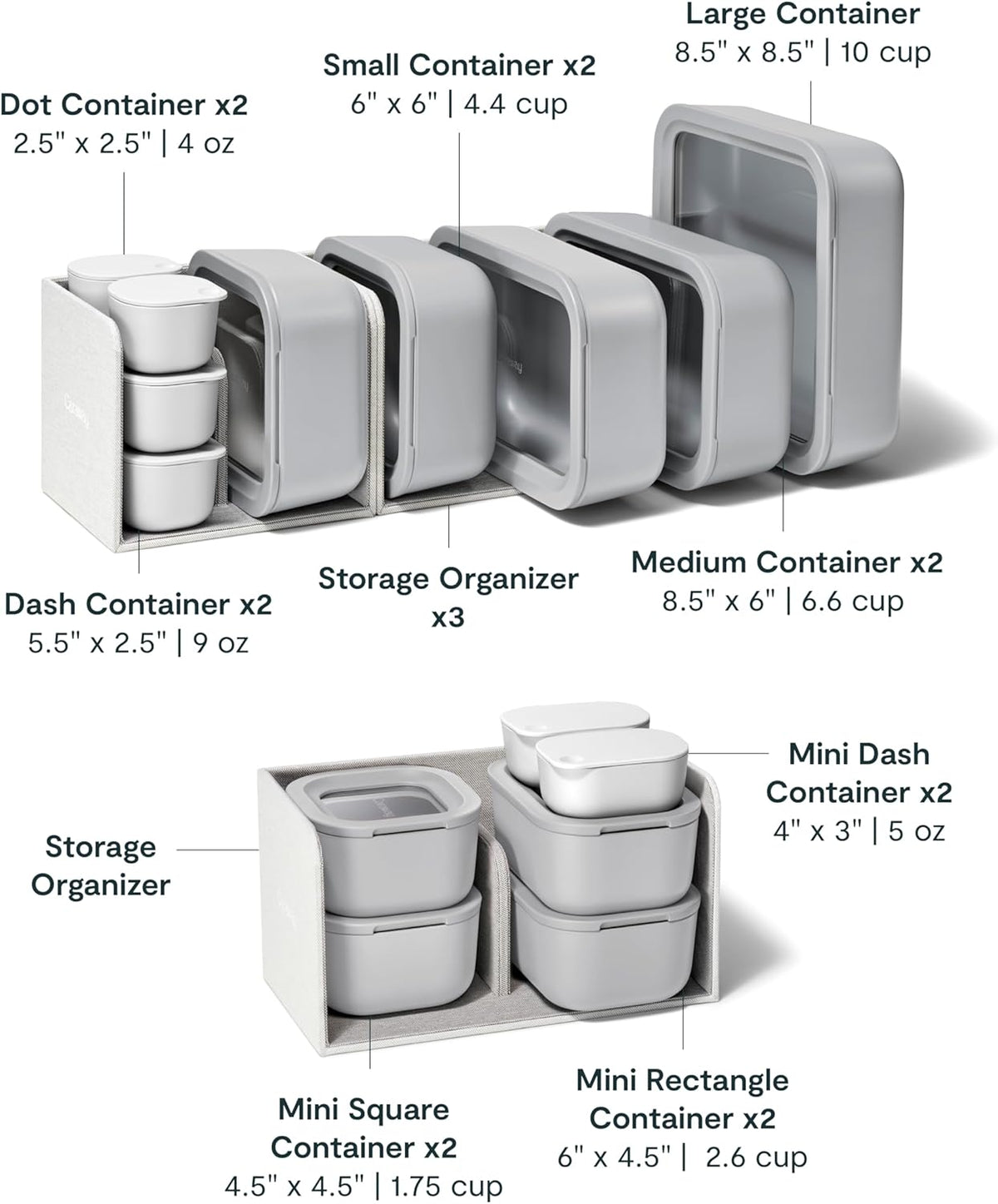 Caraway 25pc Glass Food Storage Set - Glass Storage Containers for Food - Non-Toxic Ceramic-Coated